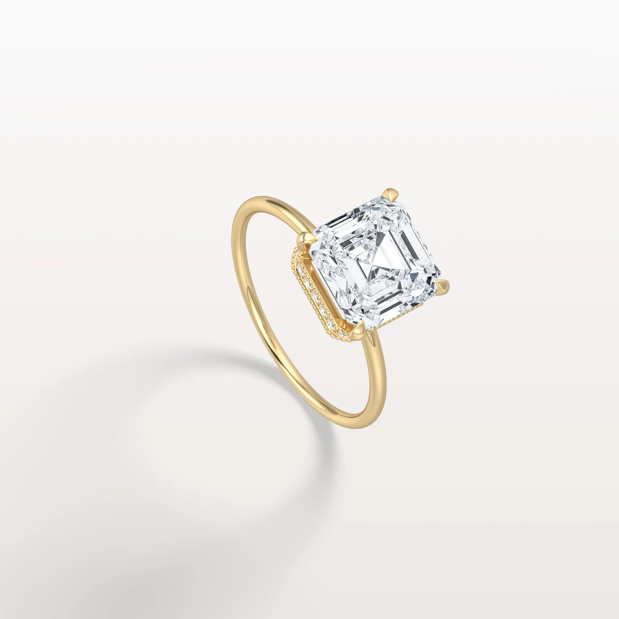 Rhea丨3CT Asscher Cut Lab Grown Diamond Ring With Basket Setting - Image 4