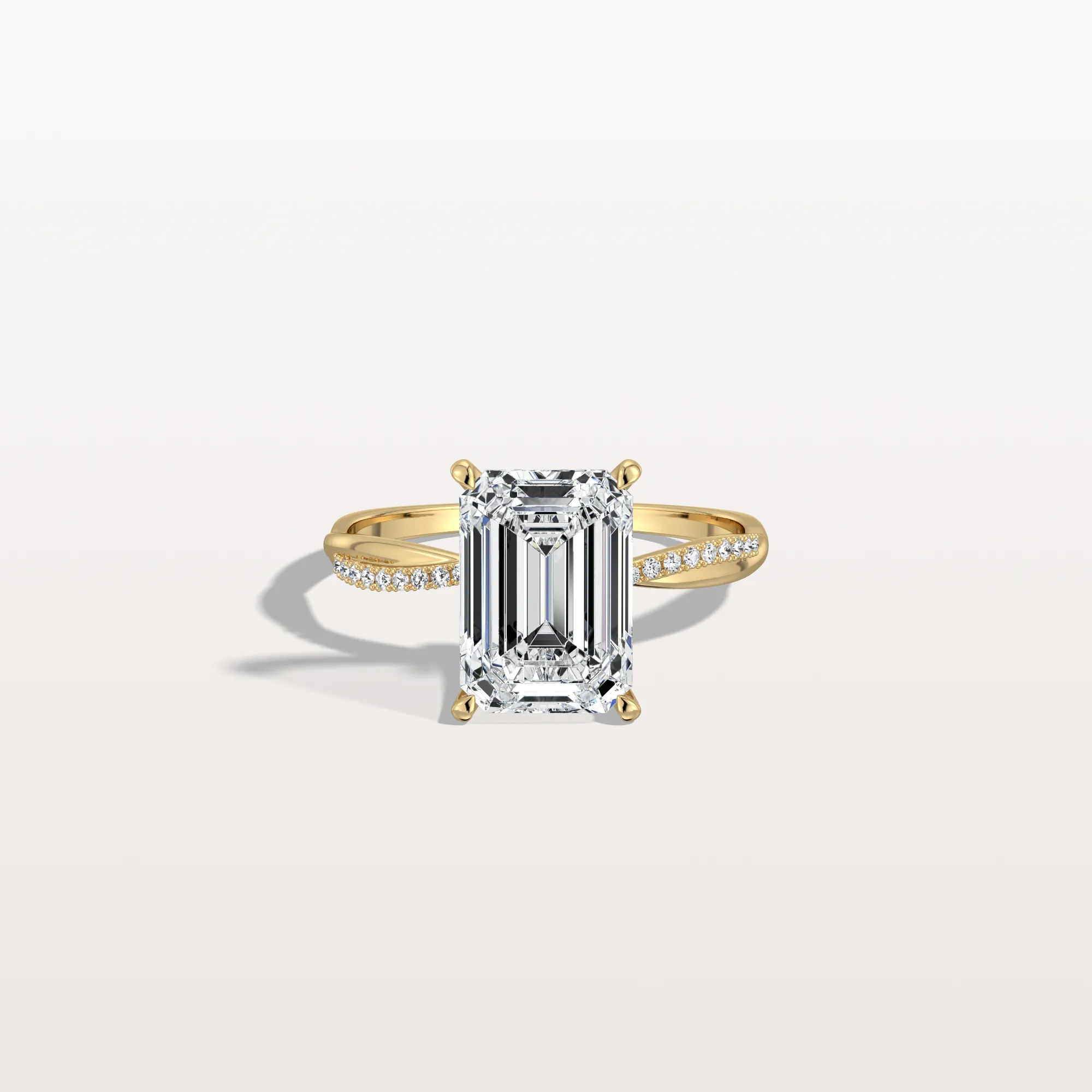 Alaya丨3CT Emeral Cut Lab Diamond Twisted Engagement Ring In Solid Gold/Platinum
