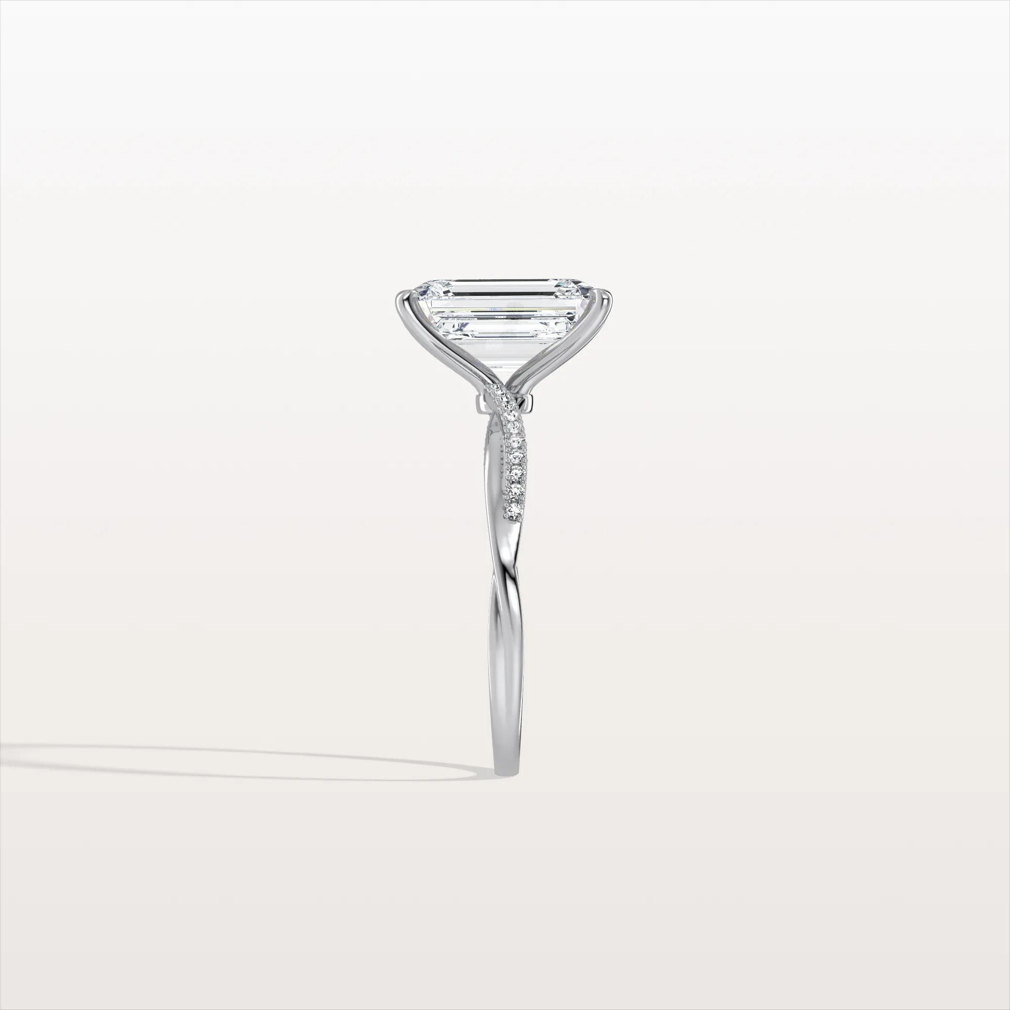 Alaya丨3CT Emeral Cut Lab Diamond Twisted Engagement Ring In Solid Gold/Platinum - Image 29