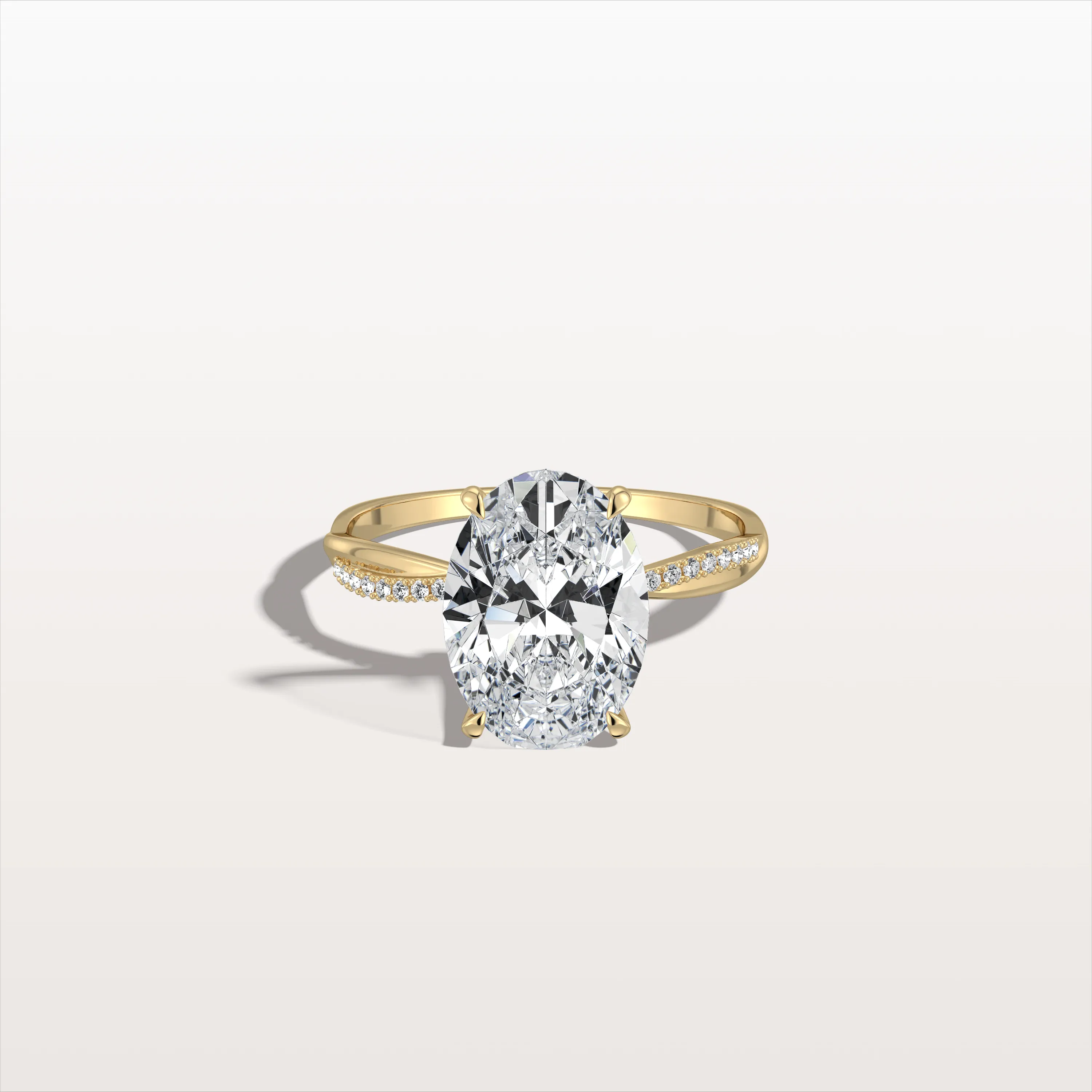 Amara丨3CT Oval Cut Lab Diamond Twisted Engagement Ring In Solid Gold/Platinum