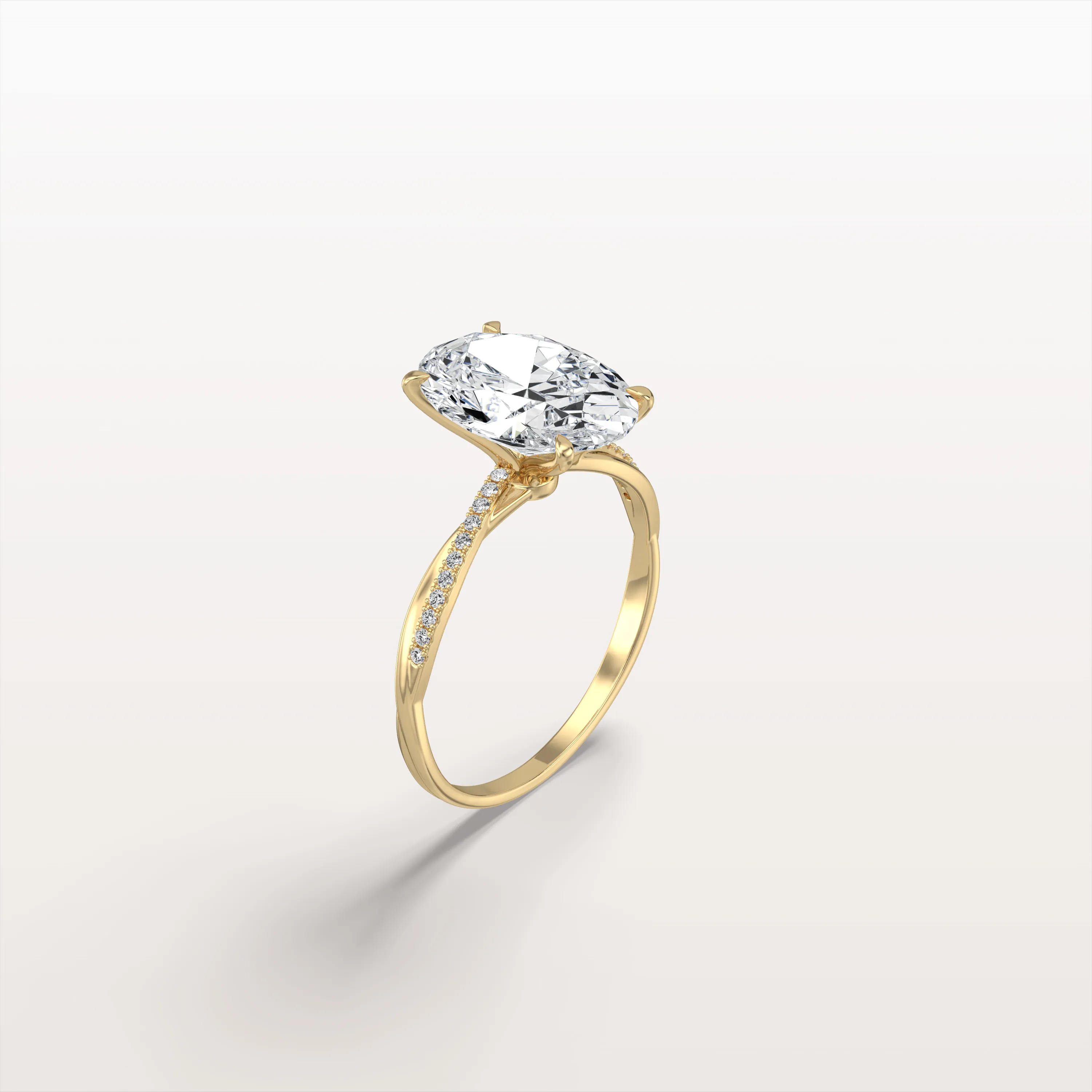 Amara丨3CT Oval Cut Lab Diamond Twisted Engagement Ring In Solid Gold/Platinum - Image 4