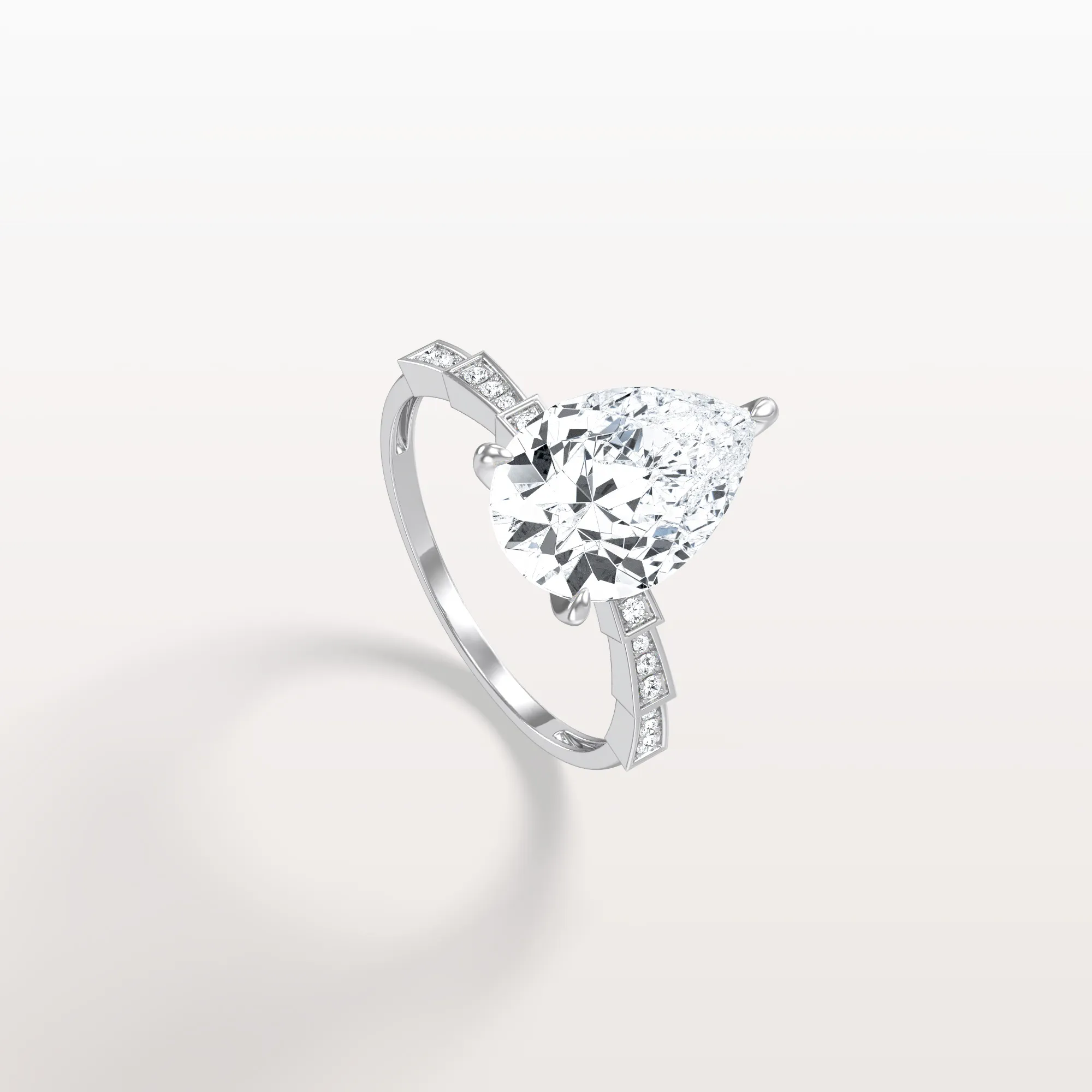 Celeste丨3CT Pear Cut Lab Diamond Hidden Halo Ring-Modern Style - Image 12