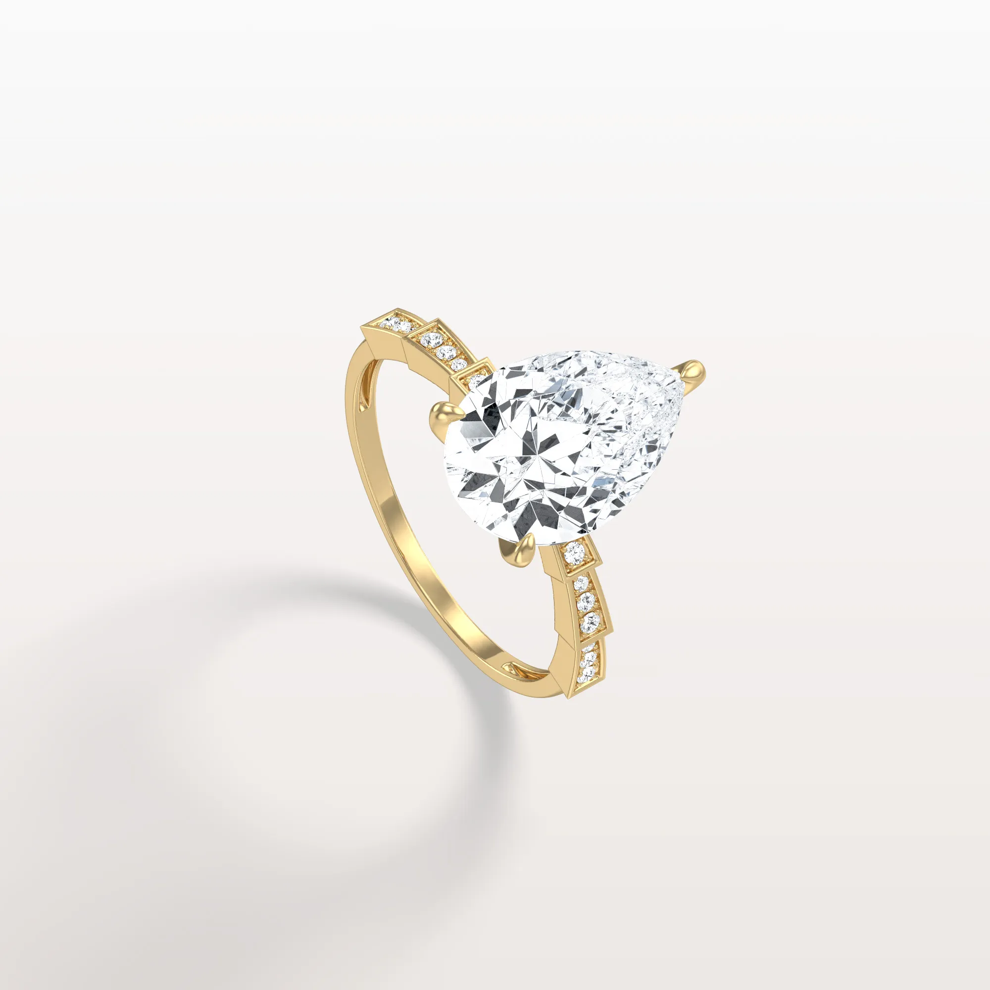 Celeste丨3CT Pear Cut Lab Diamond Hidden Halo Ring-Modern Style - Image 4