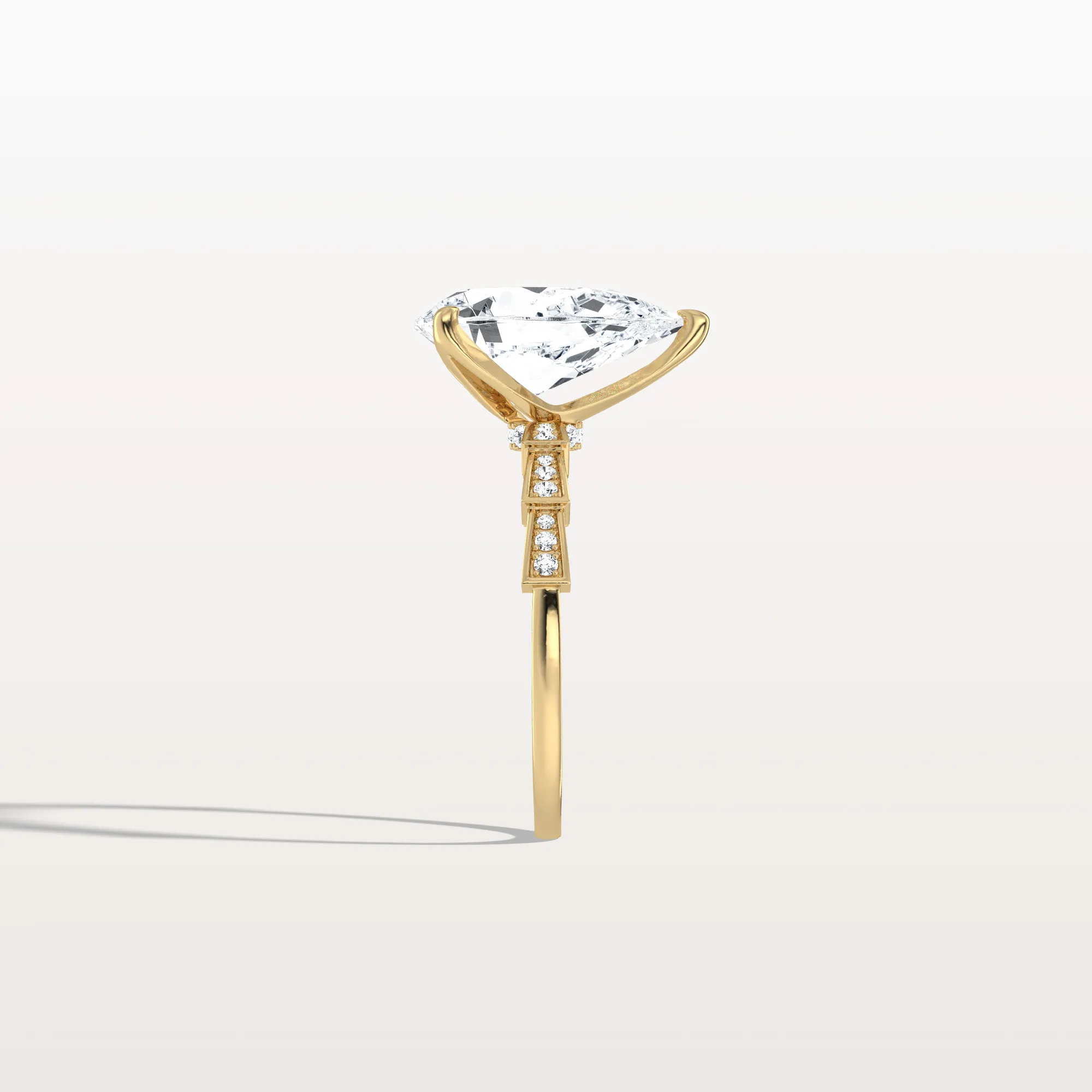 Celeste丨3CT Pear Cut Lab Diamond Hidden Halo Ring-Modern Style - Image 7