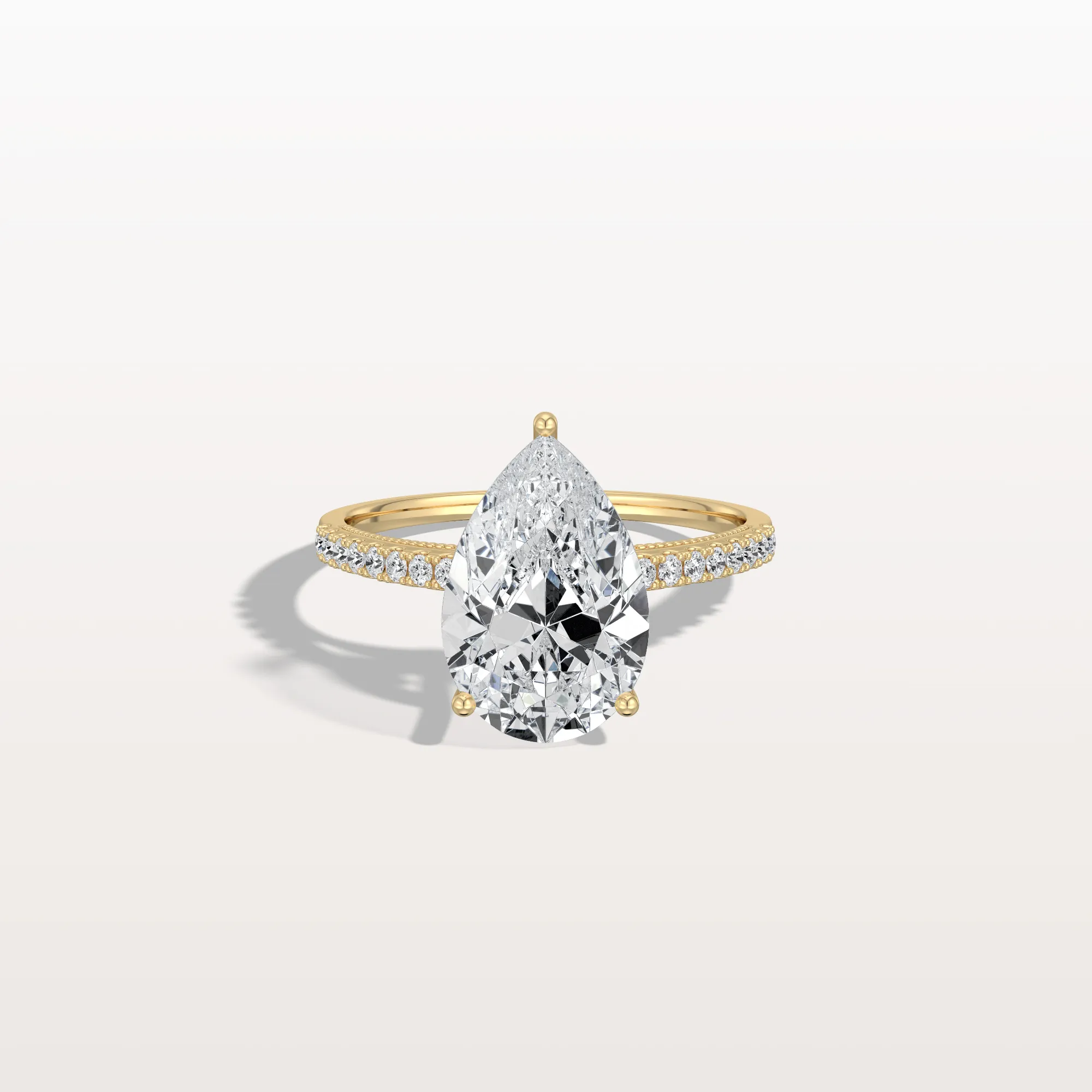 Evie丨3CT Pear Cut Lab Grown Diamond Engagement Ring With Basket Setting