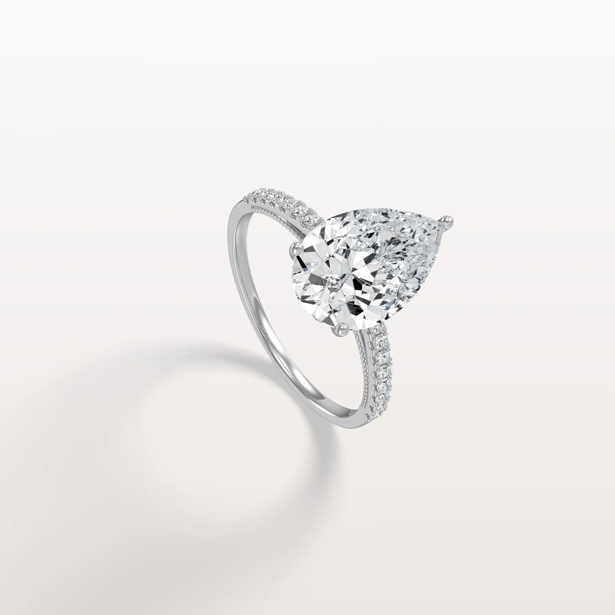 Evie丨3CT Pear Cut Lab Grown Diamond Engagement Ring With Basket Setting - Image 12