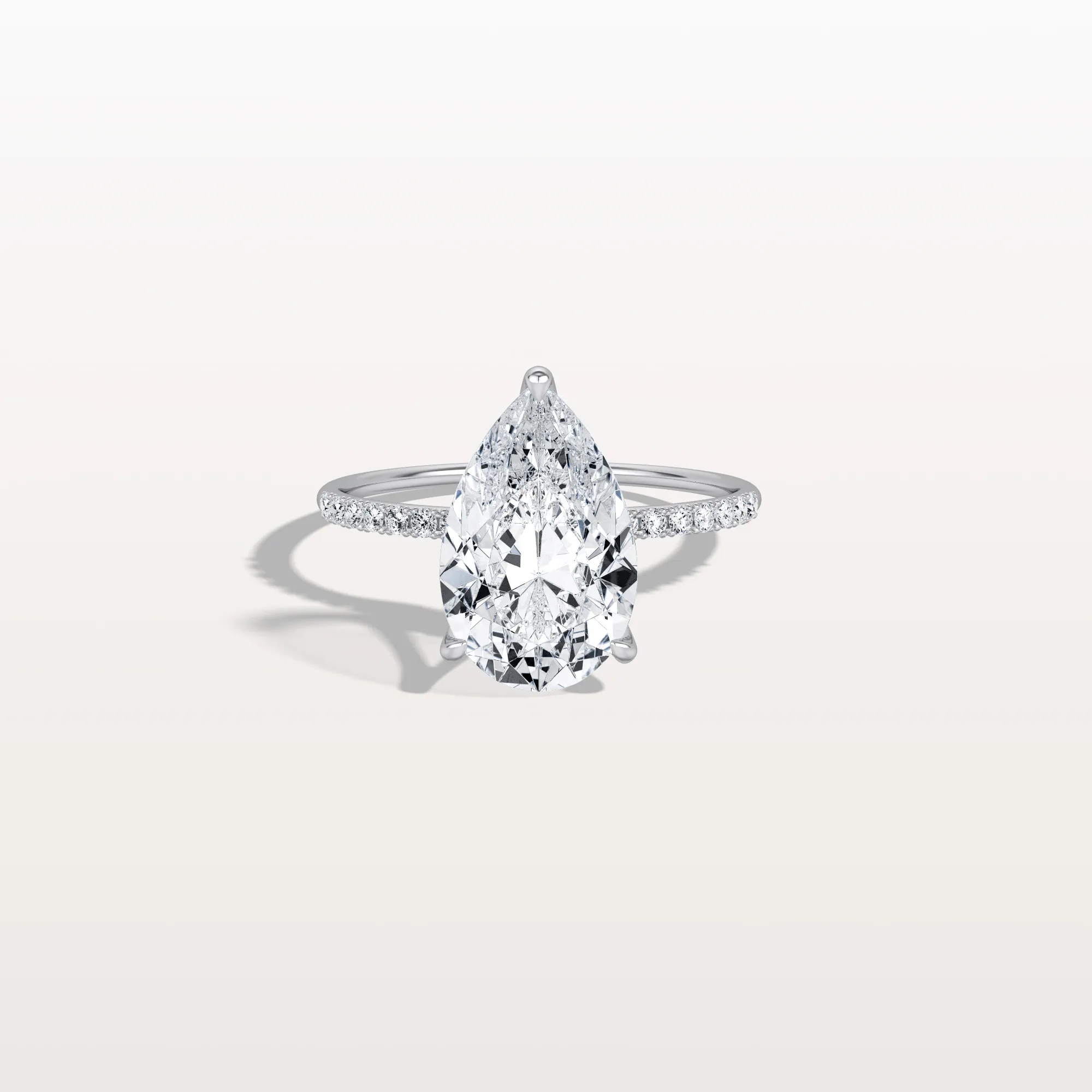 Selene丨3CT Pear Lab Diamond Engagement Ring–Pave Band in 14K Gold