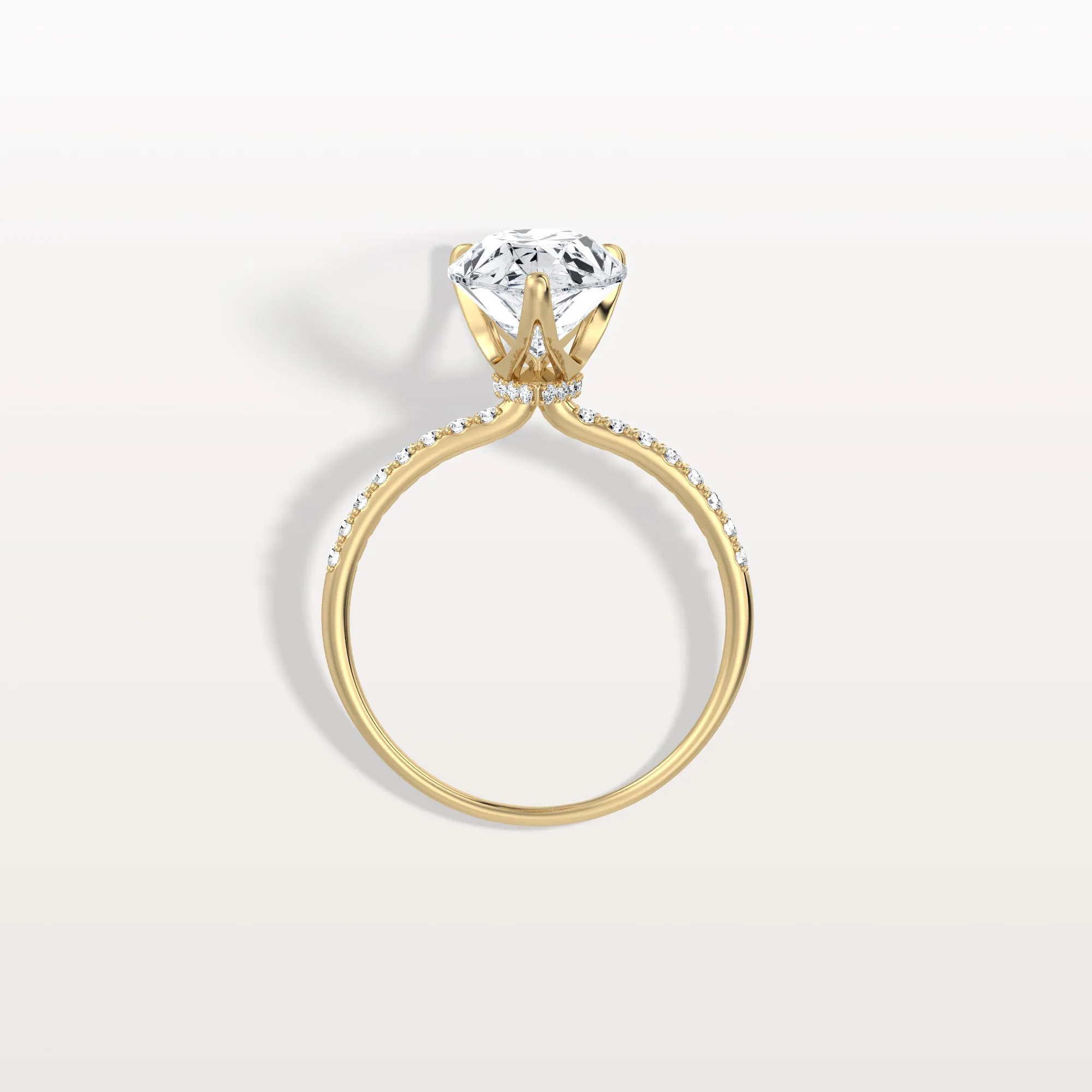 Selene丨3CT Pear Lab Diamond Engagement Ring–Pave Band in 14K Gold - Image 12