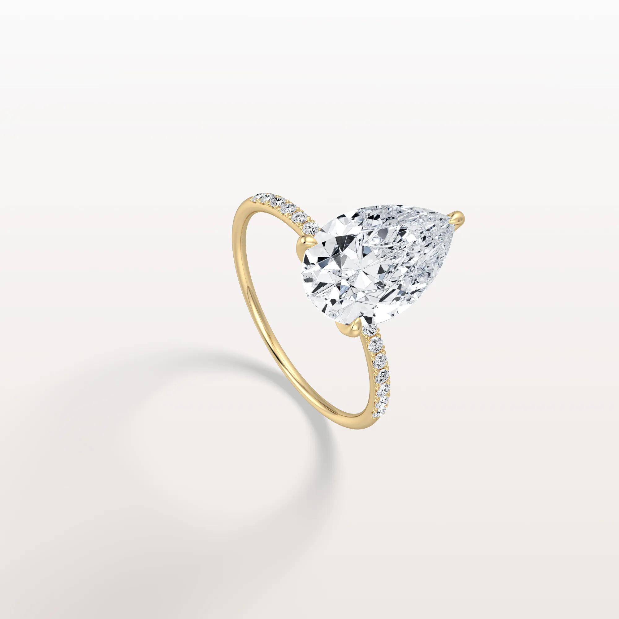 Selene丨3CT Pear Lab Diamond Engagement Ring–Pave Band in 14K Gold - Image 14