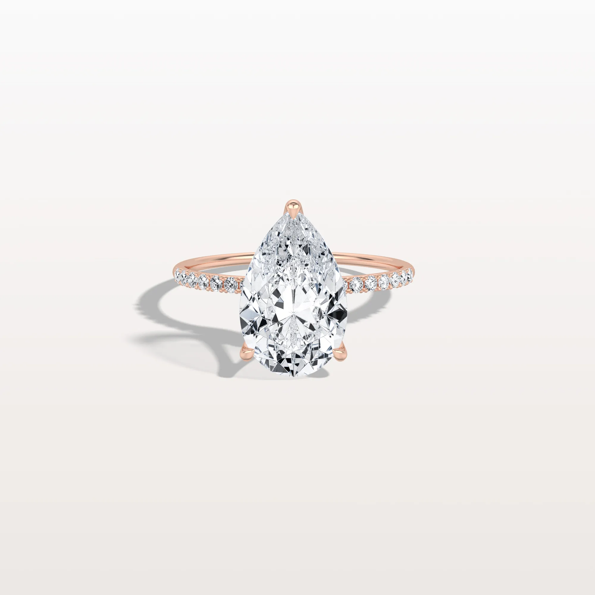 Selene丨3CT Pear Lab Diamond Engagement Ring–Pave Band in 14K Gold - Image 16