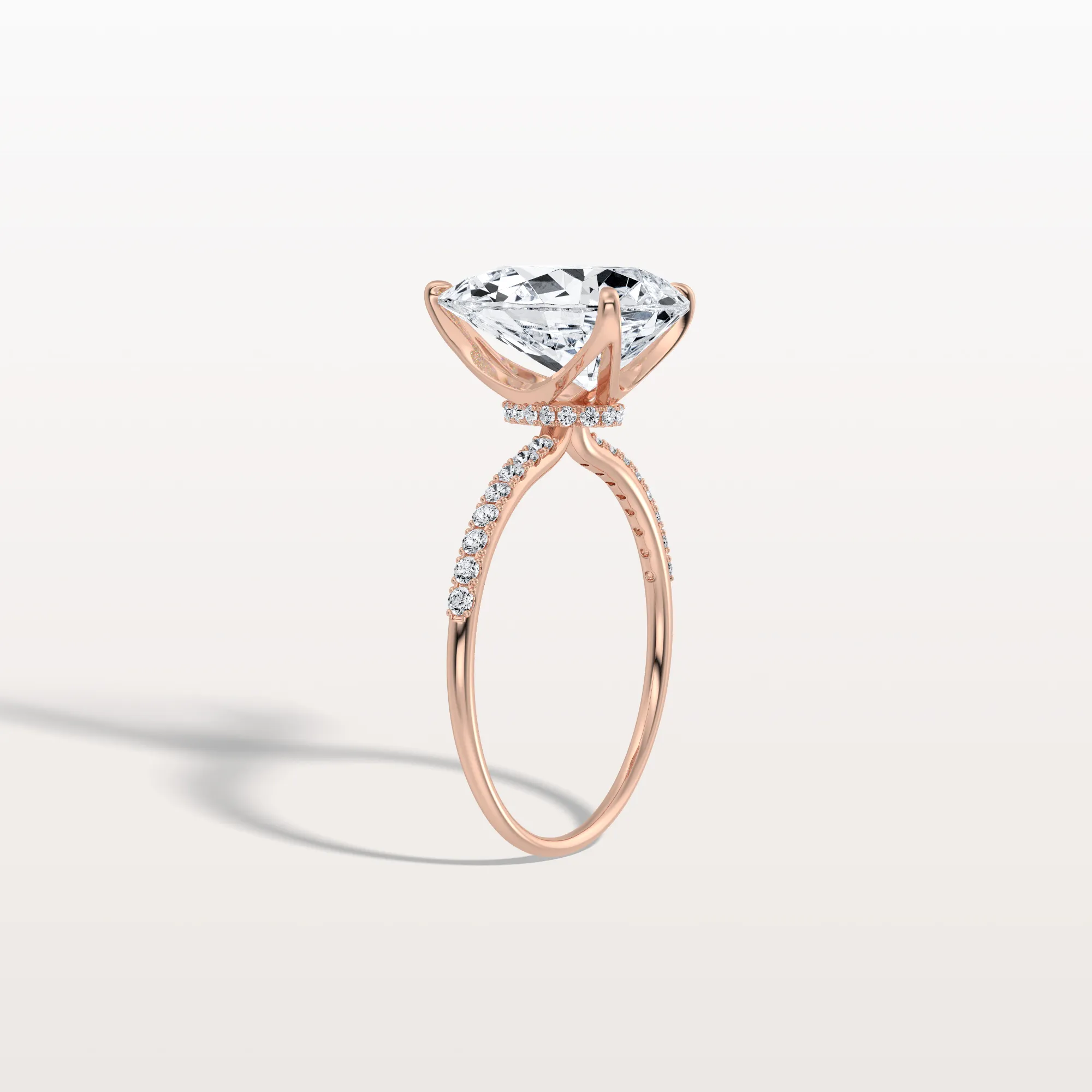Selene丨3CT Pear Lab Diamond Engagement Ring–Pave Band in 14K Gold - Image 21