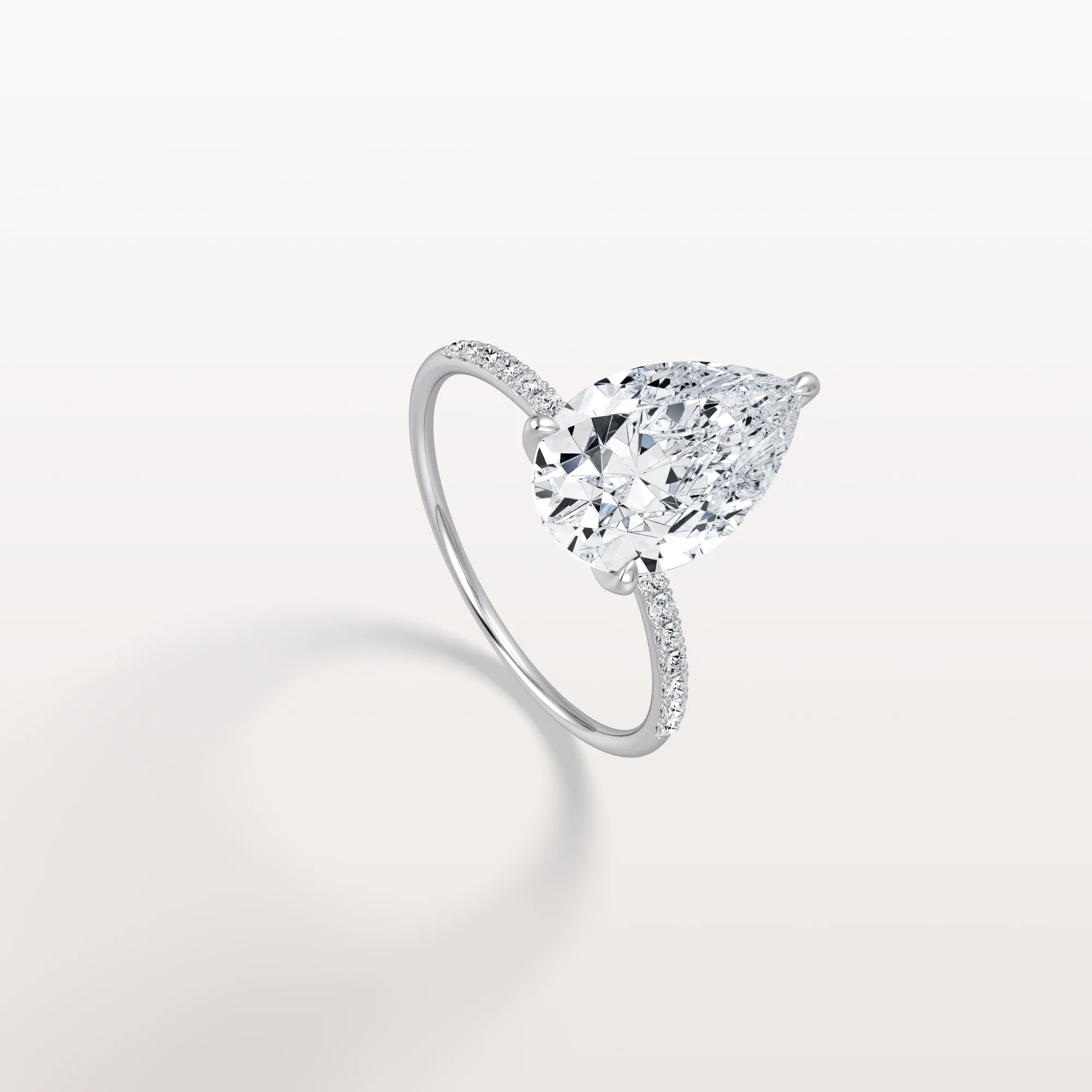 Selene丨3CT Pear Lab Diamond Engagement Ring–Pave Band in 14K Gold - Image 4