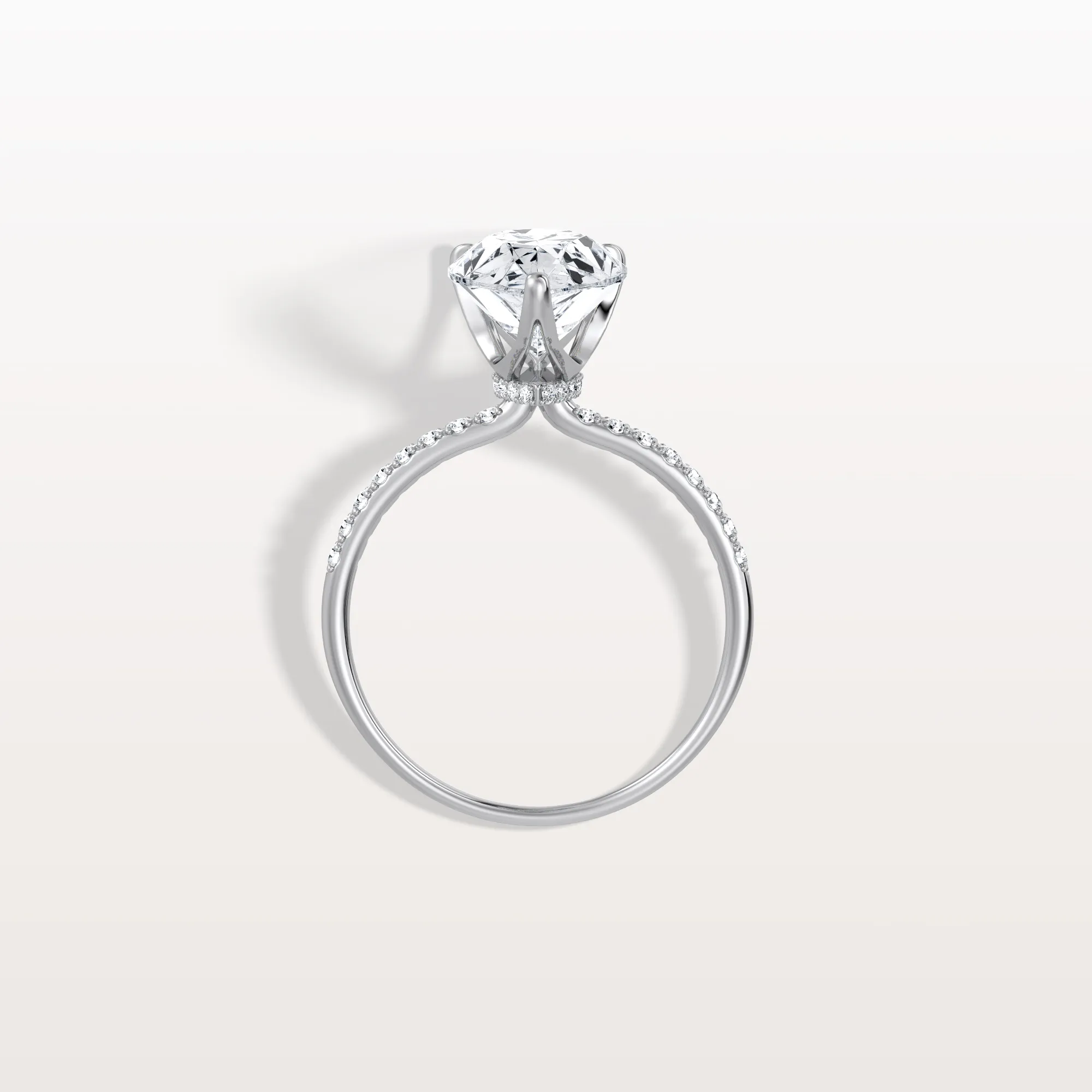 Selene丨3CT Pear Lab Diamond Engagement Ring–Pave Band in 14K Gold - Image 5