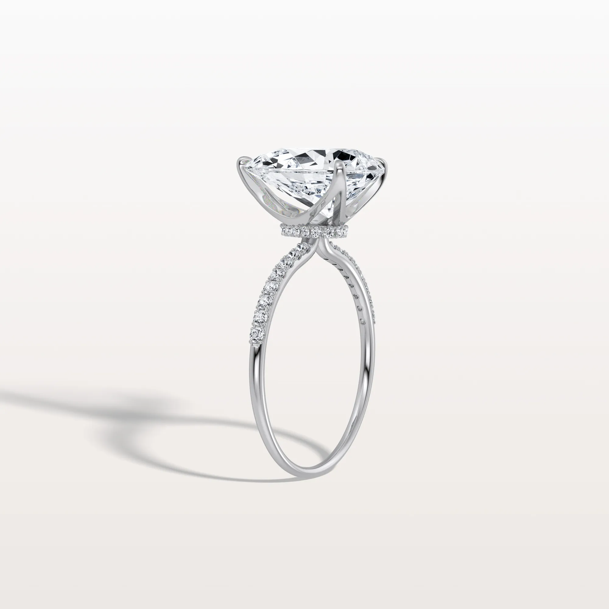 Selene丨3CT Pear Lab Diamond Engagement Ring–Pave Band in 14K Gold - Image 6