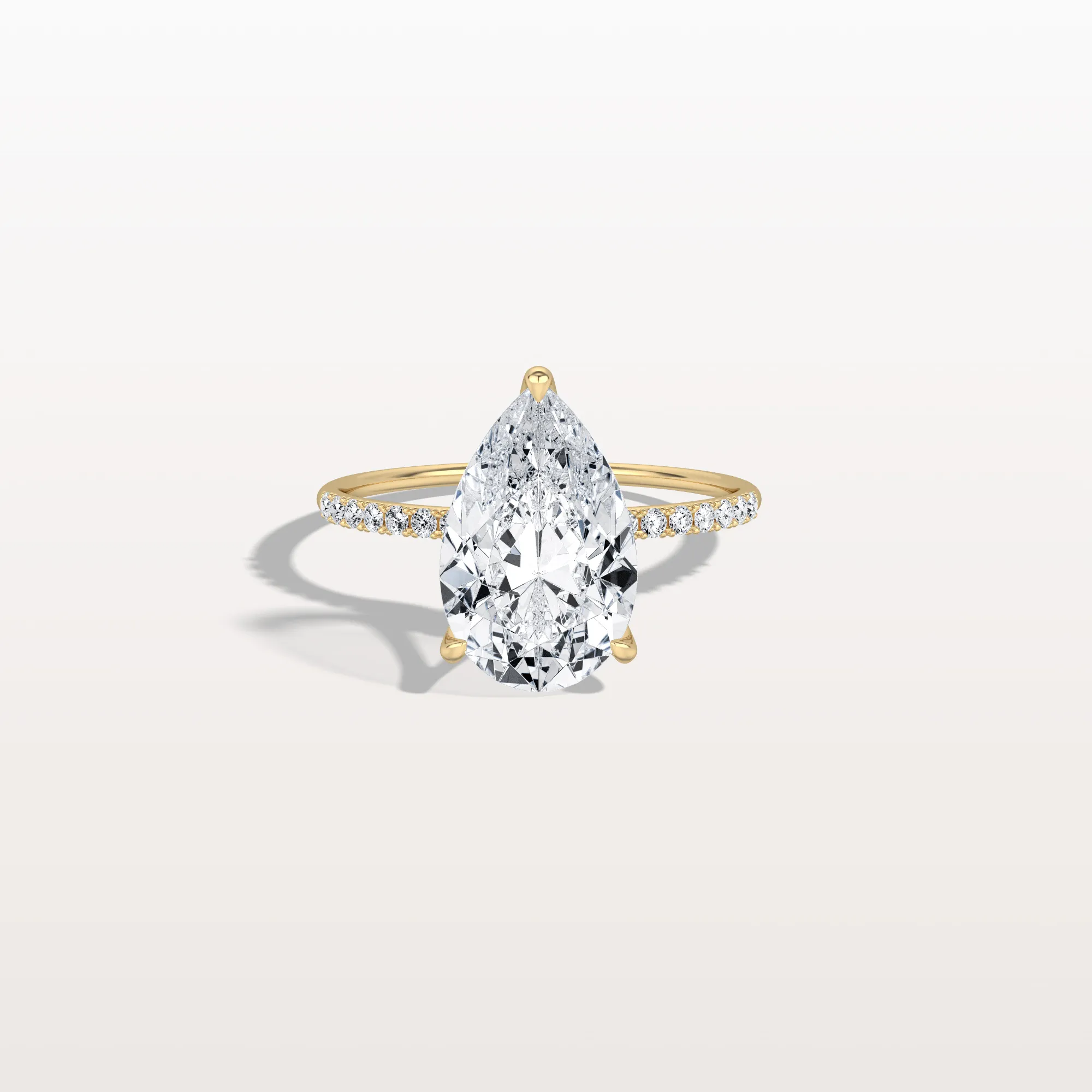 Selene丨3CT Pear Lab Diamond Engagement Ring–Pave Band in 14K Gold - Image 9