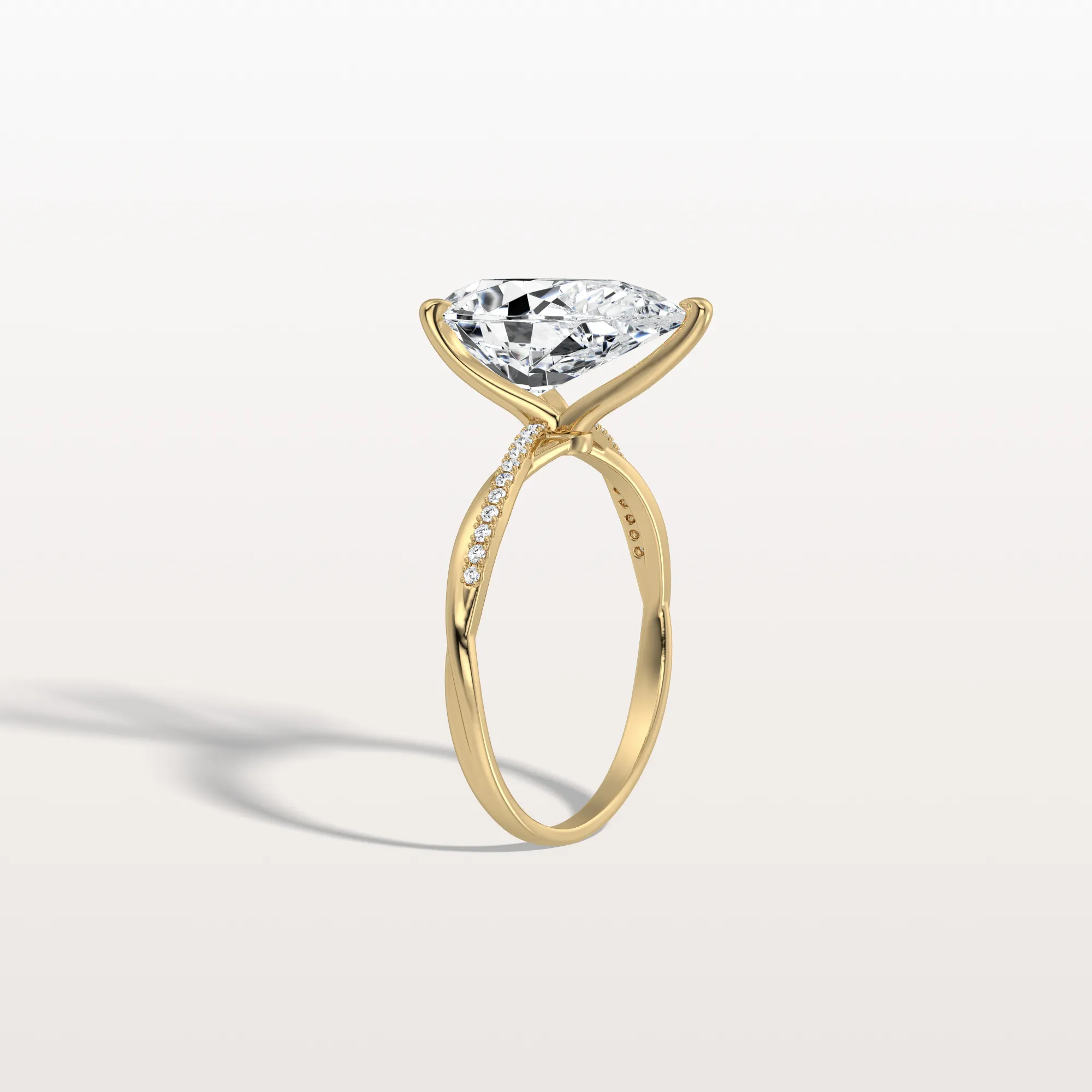 Noelle丨3CT Pear Lab Diamond Engagement Ring–Twisted 14K Gold Band - Image 14