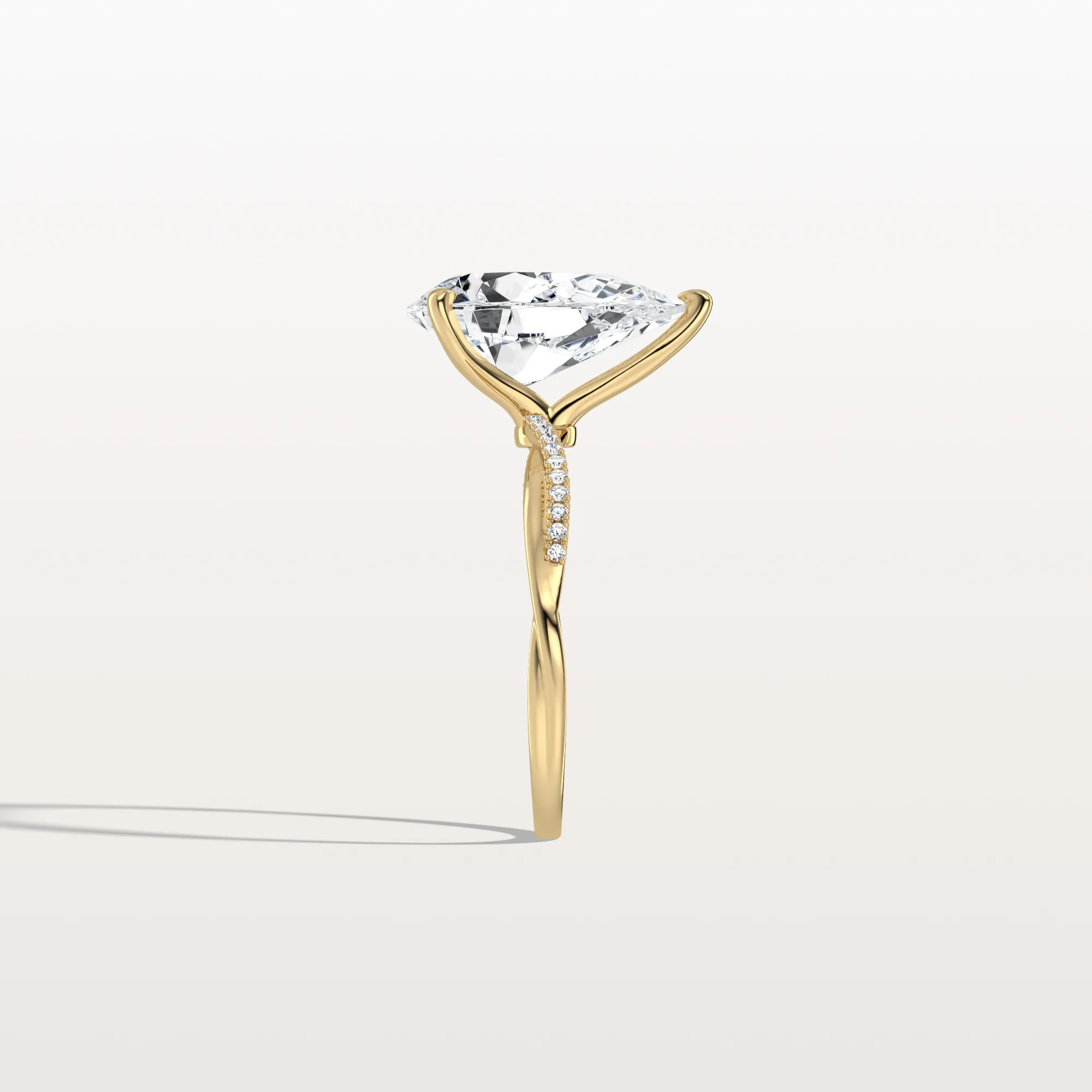 Noelle丨3CT Pear Lab Diamond Engagement Ring–Twisted 14K Gold Band - Image 15