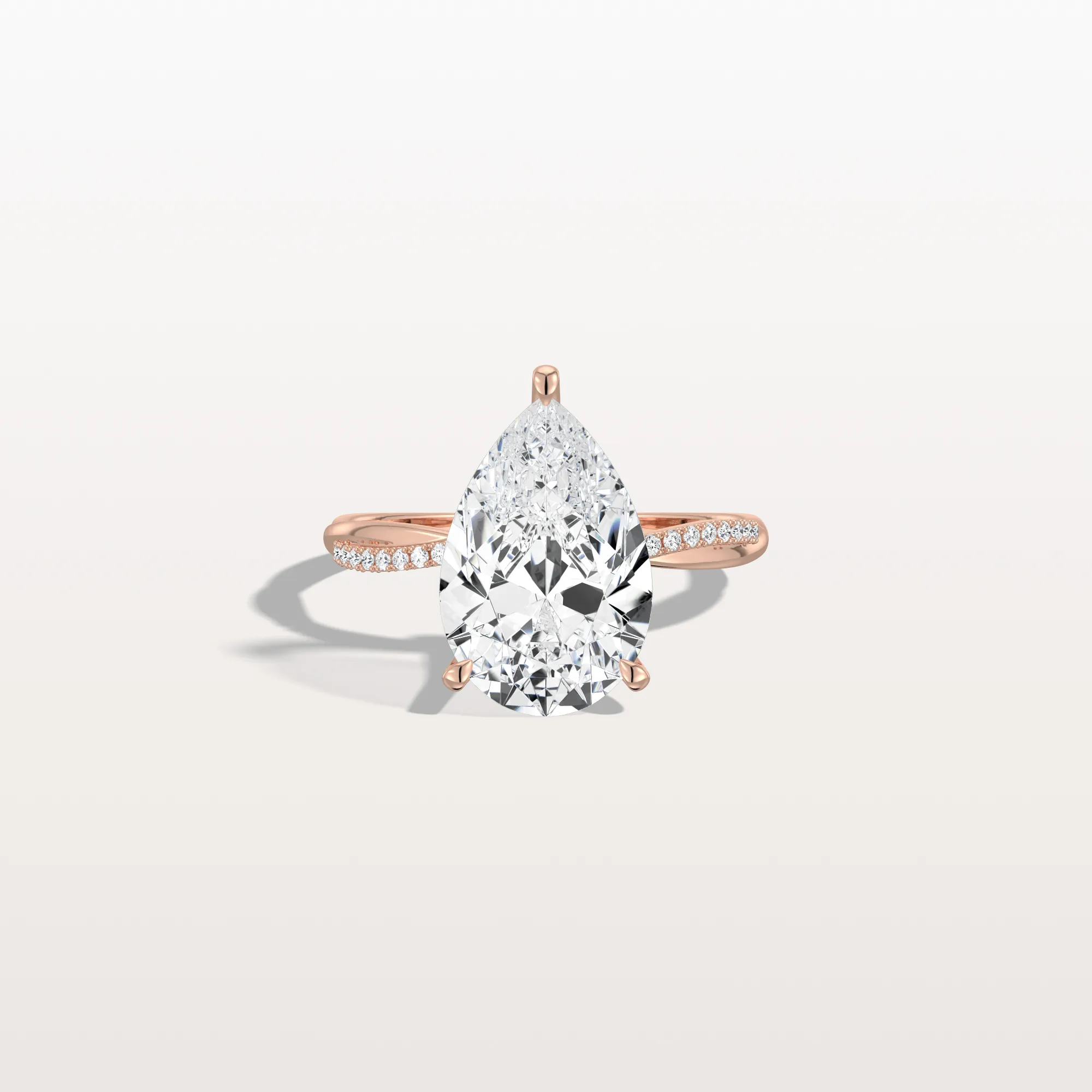 Noelle丨3CT Pear Lab Diamond Engagement Ring–Twisted 14K Gold Band - Image 16