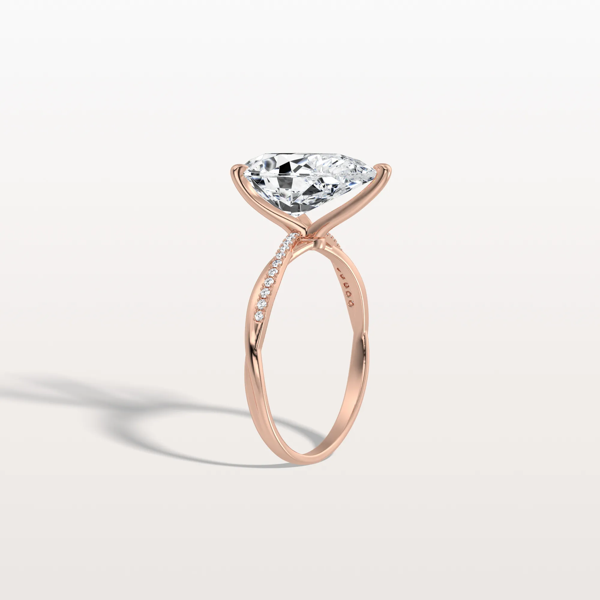 Noelle丨3CT Pear Lab Diamond Engagement Ring–Twisted 14K Gold Band - Image 20