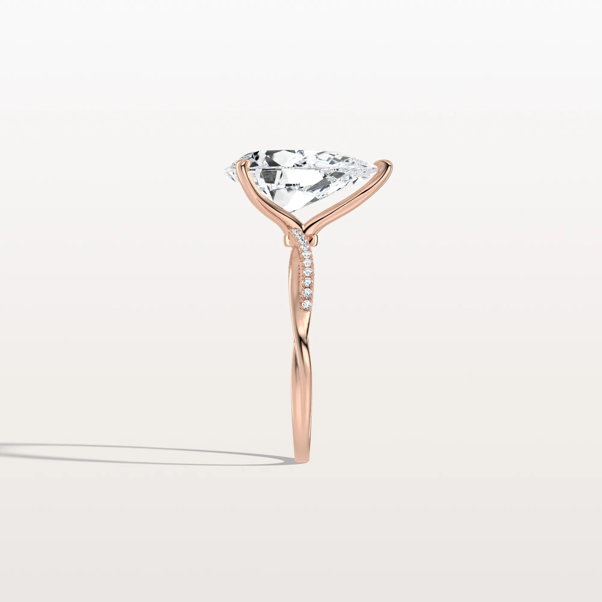 Noelle丨3CT Pear Lab Diamond Engagement Ring–Twisted 14K Gold Band - Image 21