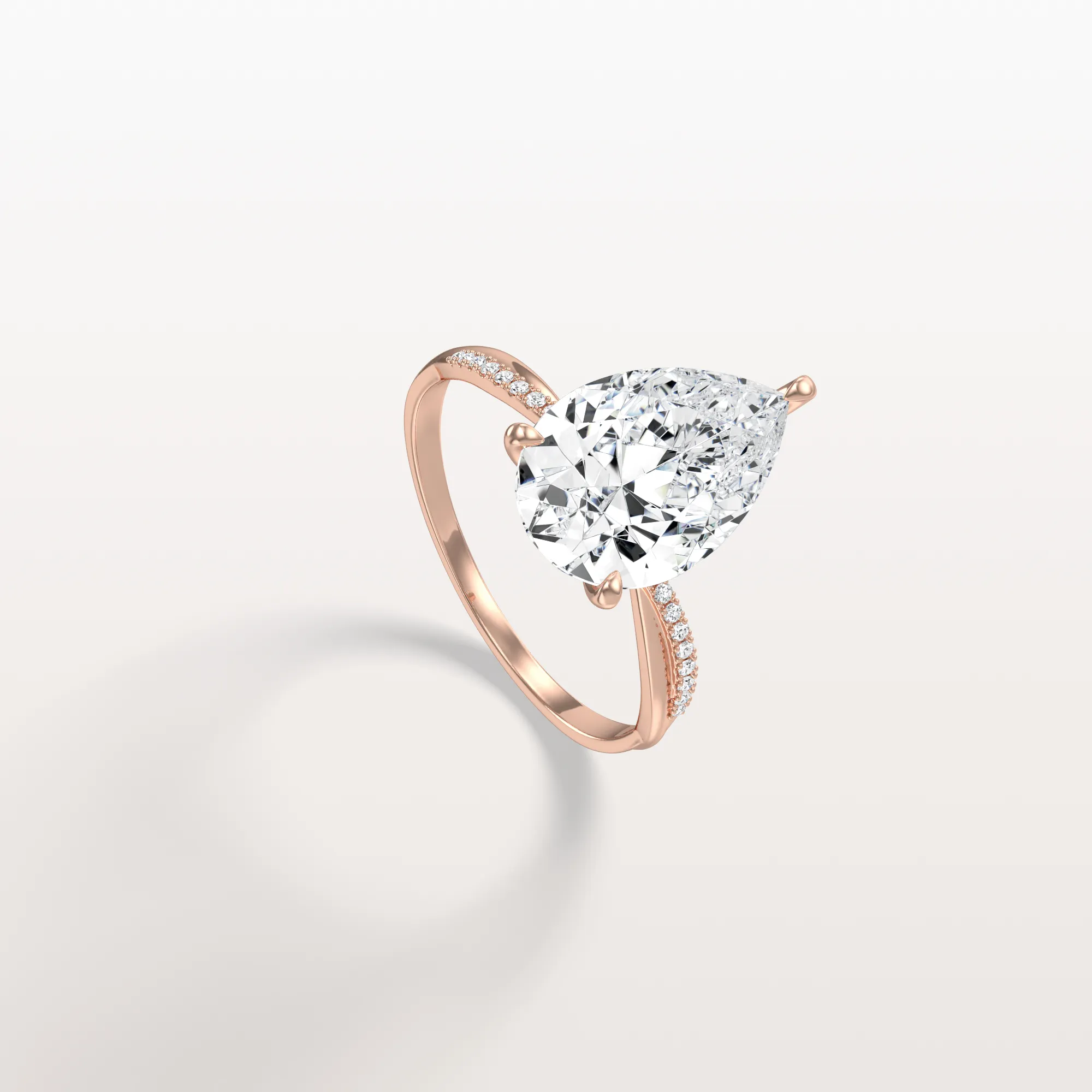 Noelle丨3CT Pear Lab Diamond Engagement Ring–Twisted 14K Gold Band - Image 22
