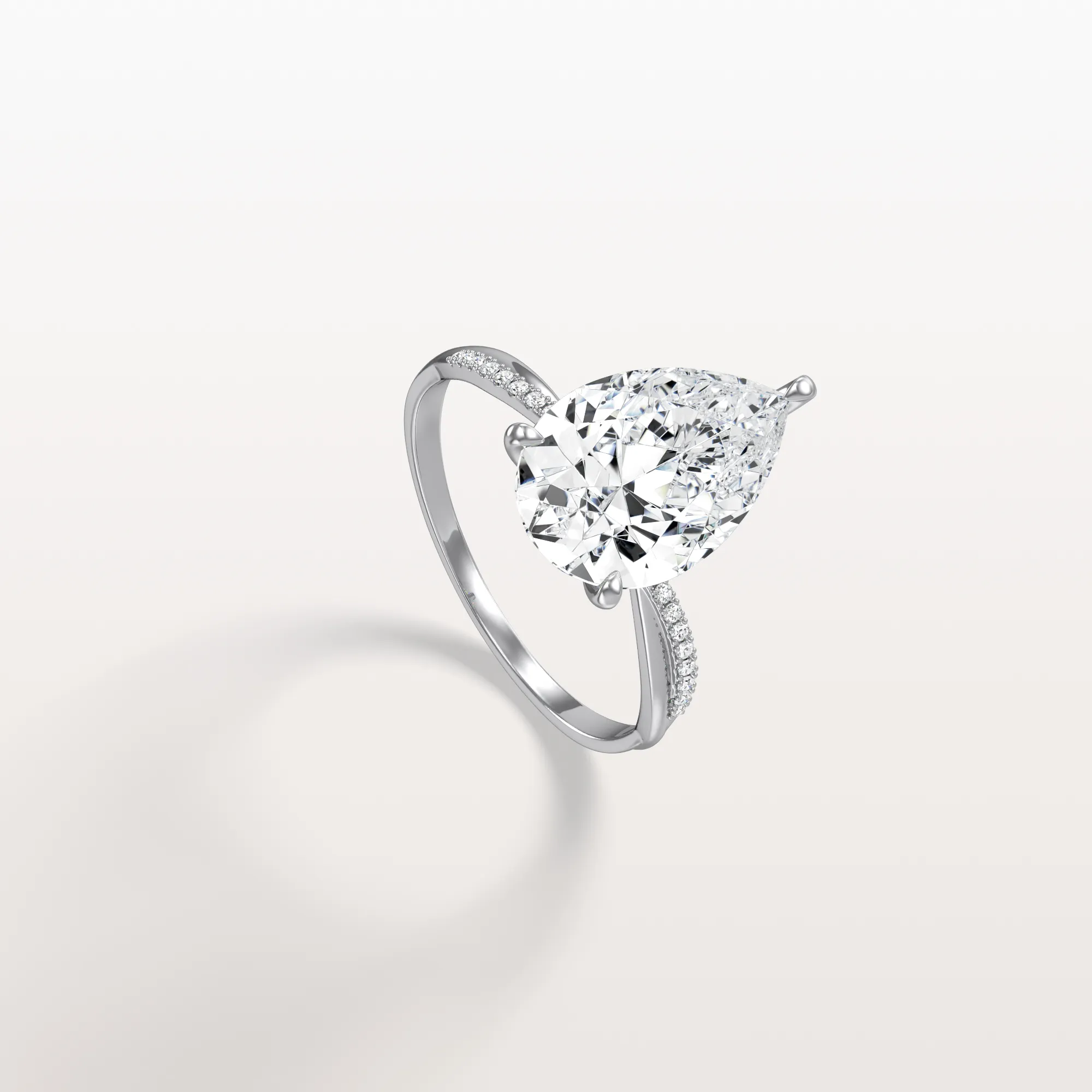 Noelle丨3CT Pear Lab Diamond Engagement Ring–Twisted 14K Gold Band - Image 5