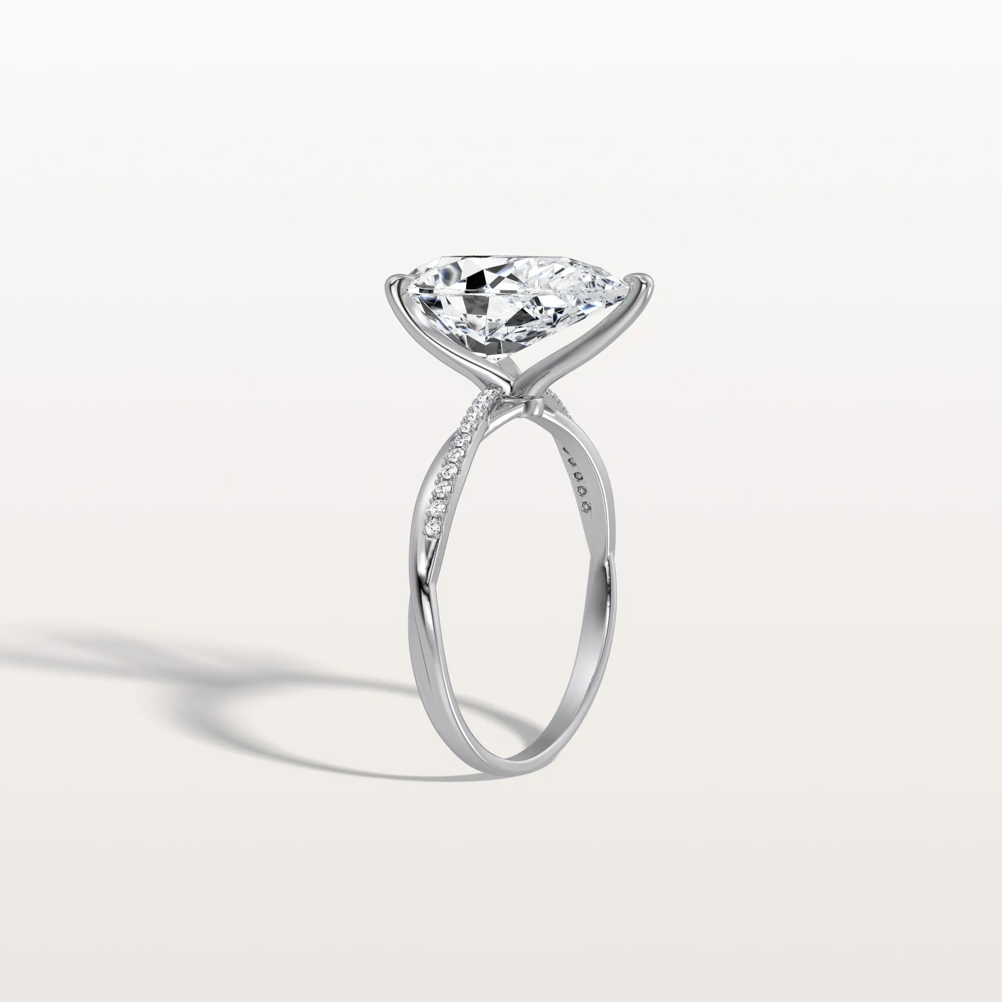 Noelle丨3CT Pear Lab Diamond Engagement Ring–Twisted 14K Gold Band - Image 6