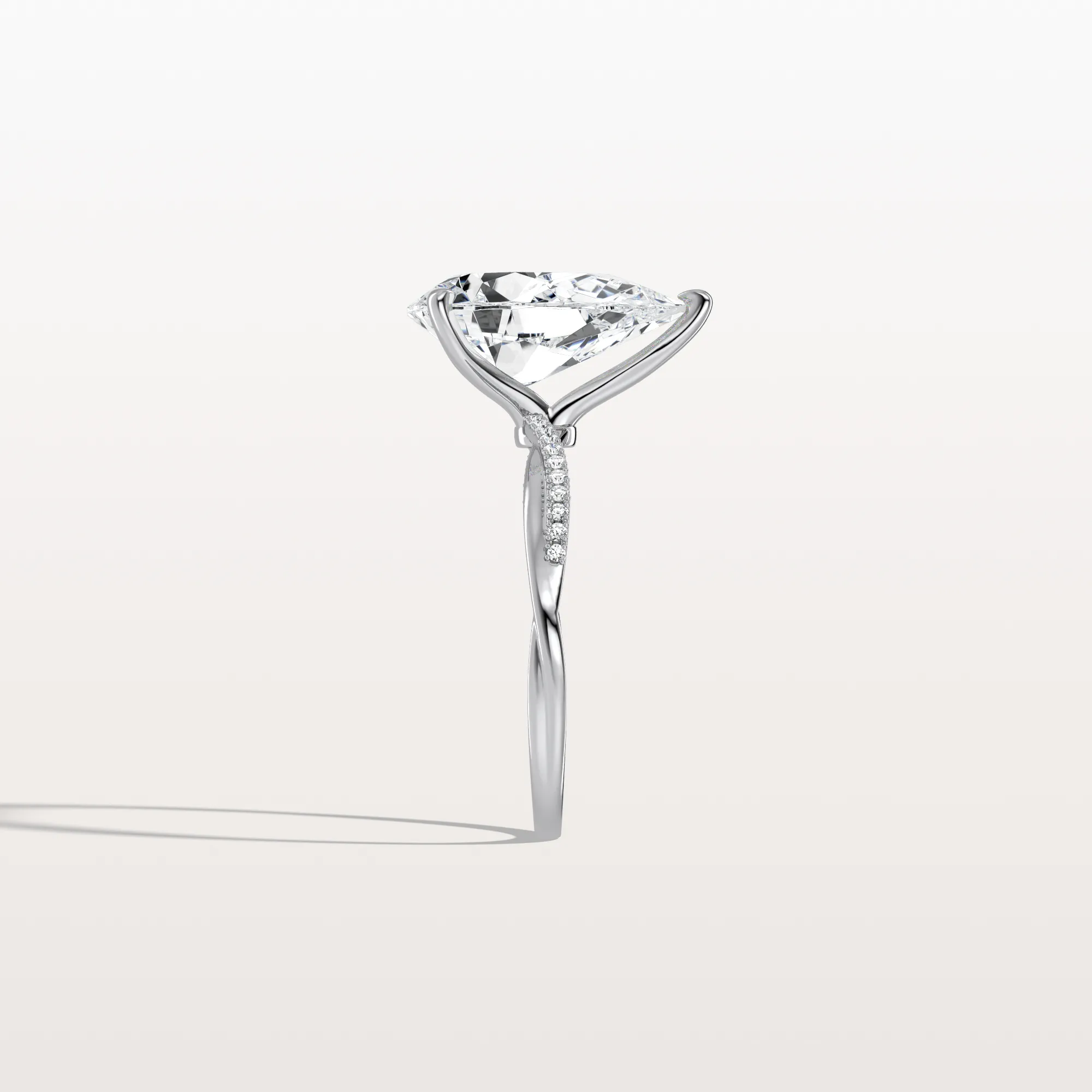 Noelle丨3CT Pear Lab Diamond Engagement Ring–Twisted 14K Gold Band - Image 7