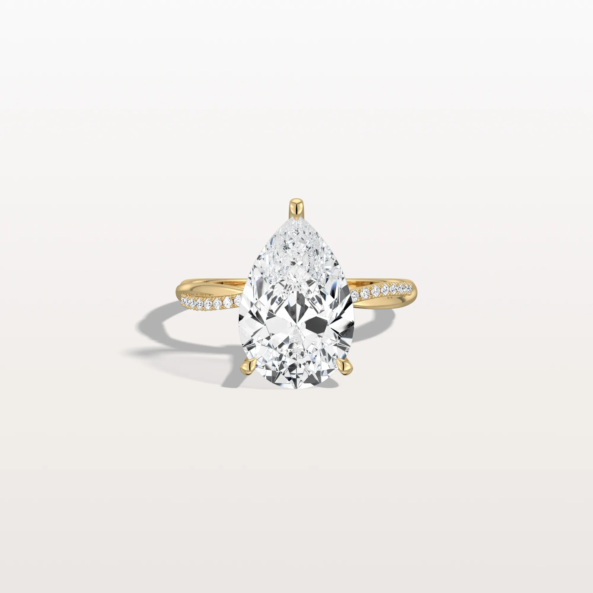Noelle丨3CT Pear Lab Diamond Engagement Ring–Twisted 14K Gold Band - Image 9