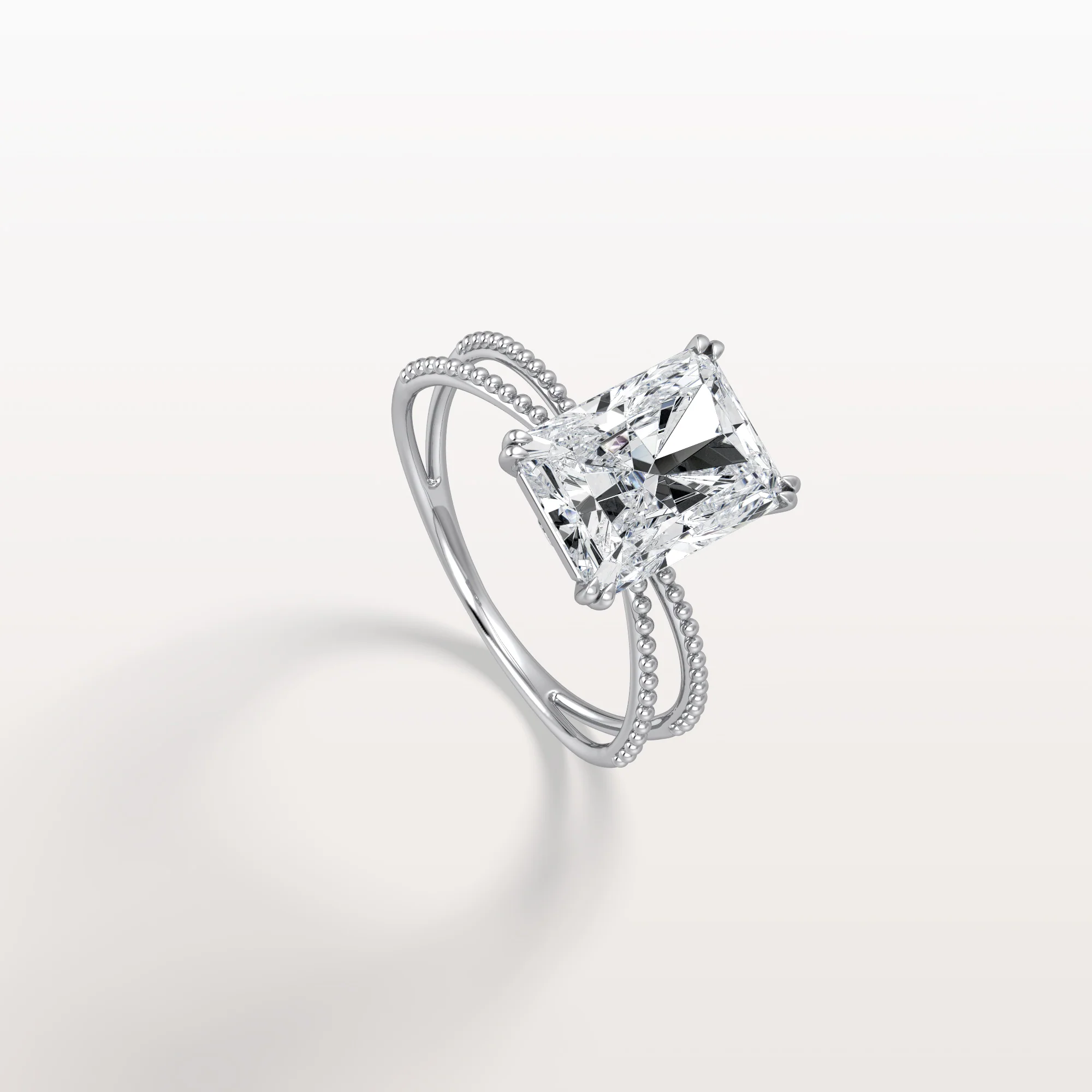 Callie丨3CT Radiant Cut Lab Diamond Milgrain Hidden Halo Engagement Ring - Image 12