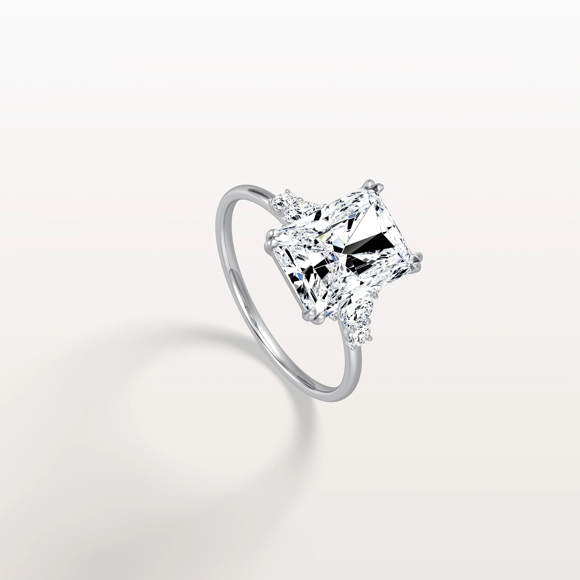 Serene丨3CT Radiant Cut Lab Diamond Side Stone Engagement Ring - Image 13