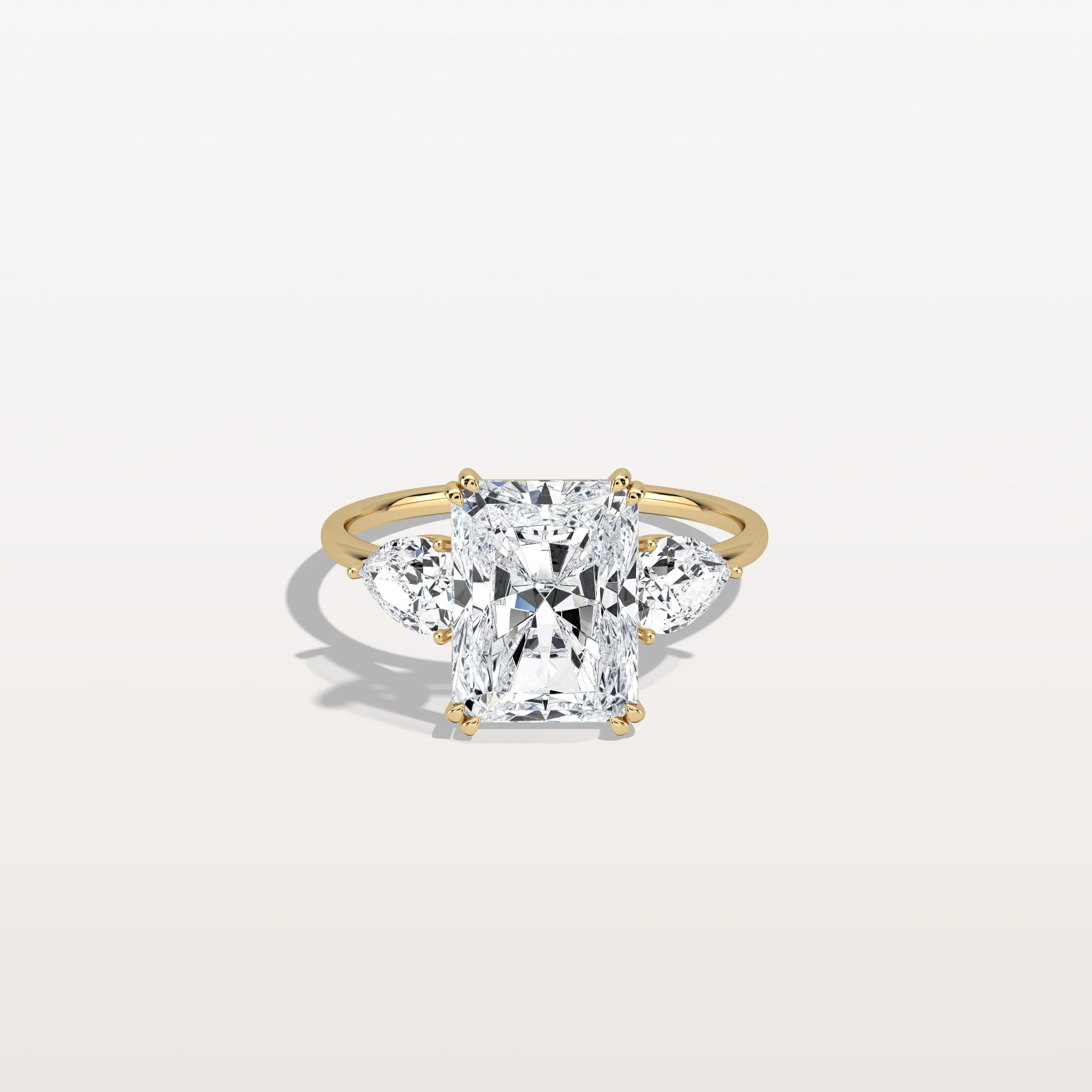 Dahlia丨3CT Radiant Cut Lab Diamond Three Stone Engagement Ring In 14K Solid Gold/Platinum
