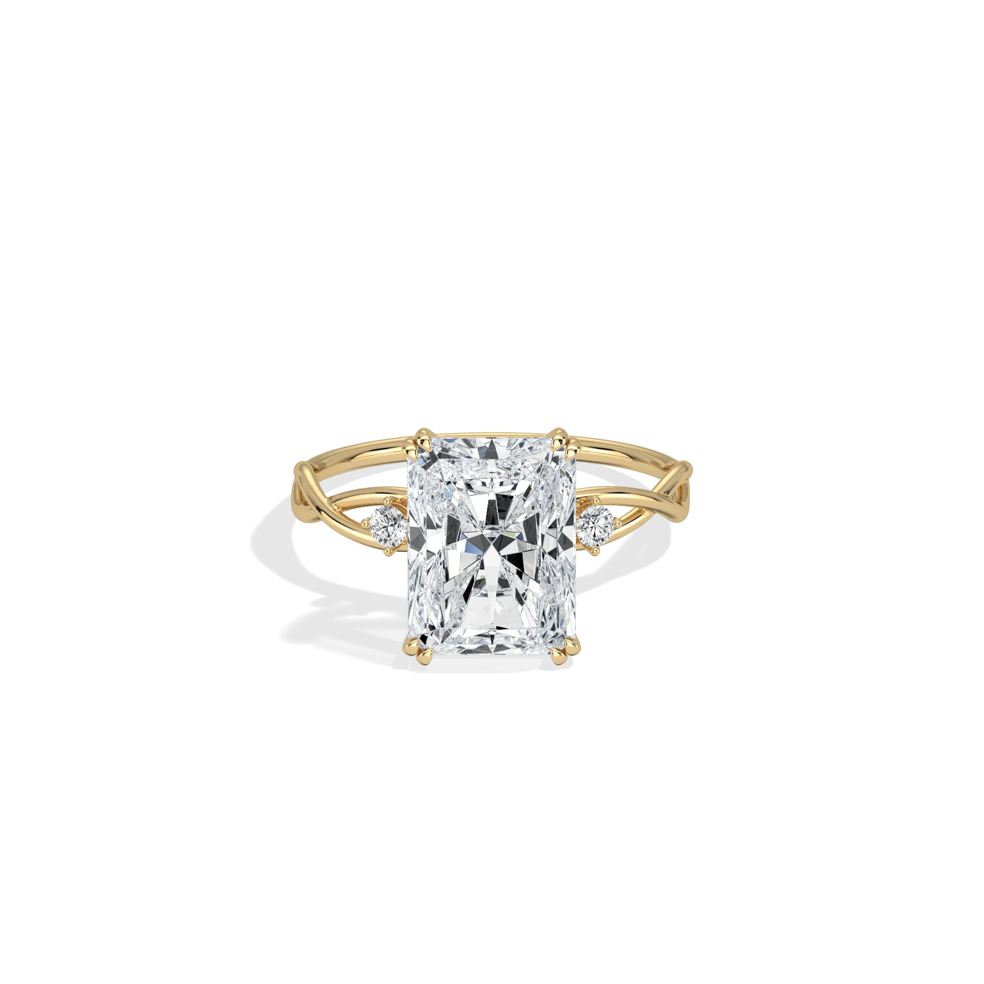Amira丨3CT Radiant Cut Lab Diamond Twisted Three Stones Engagement Ring