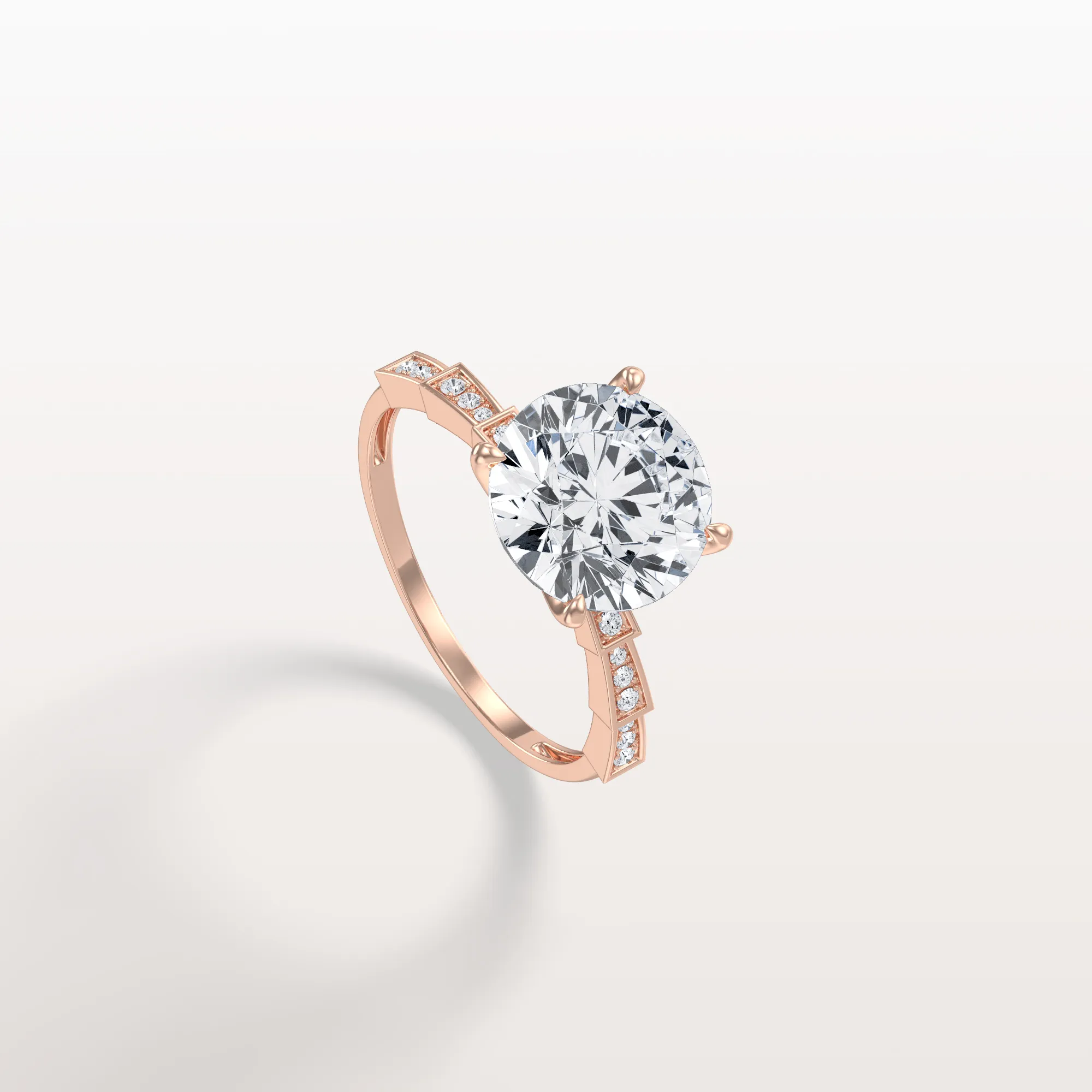 Mira丨3CT Round Solitaire Lab-grown Diamond Channel Set Engagement Ring - Image 21