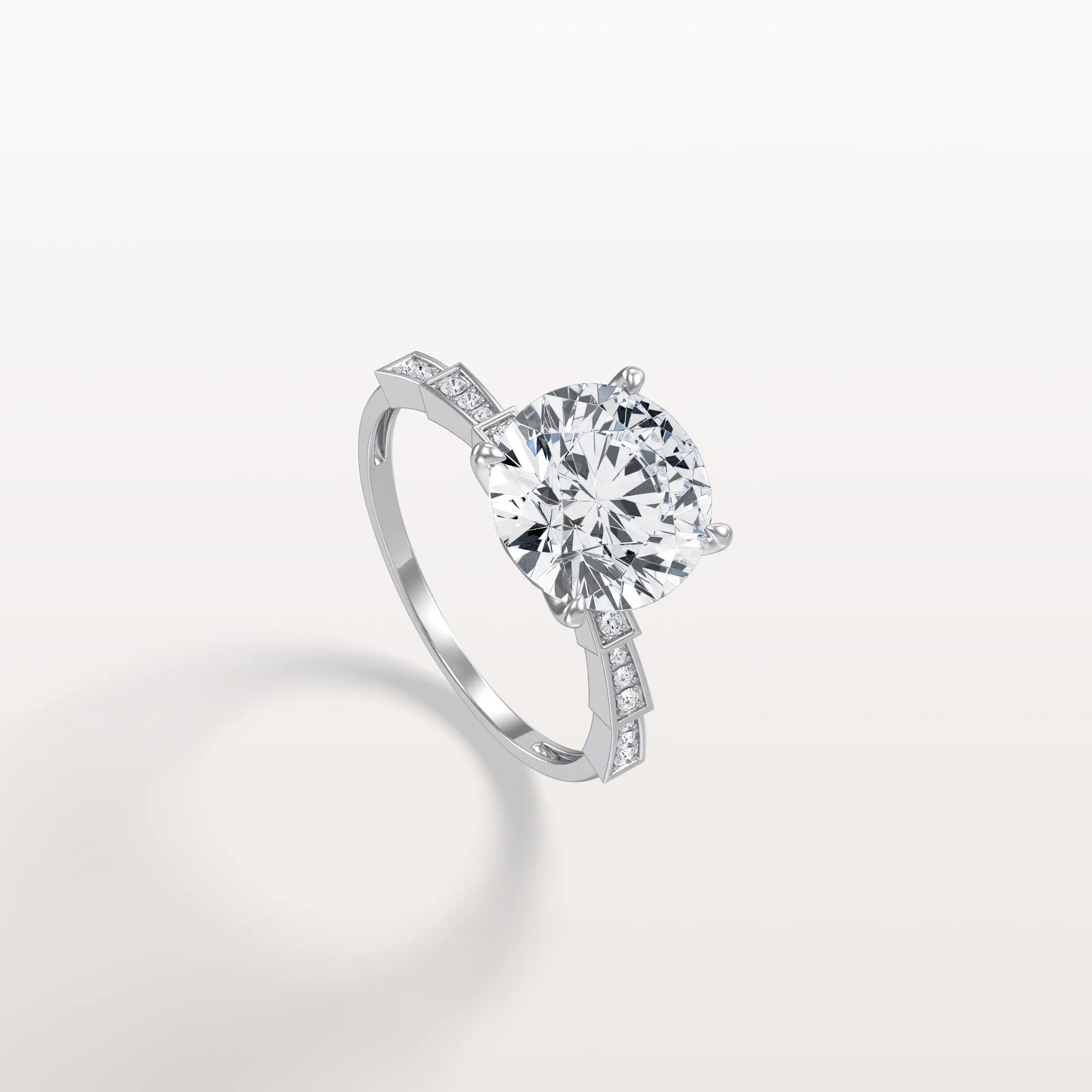 Mira丨3CT Round Solitaire Lab-grown Diamond Channel Set Engagement Ring - Image 28