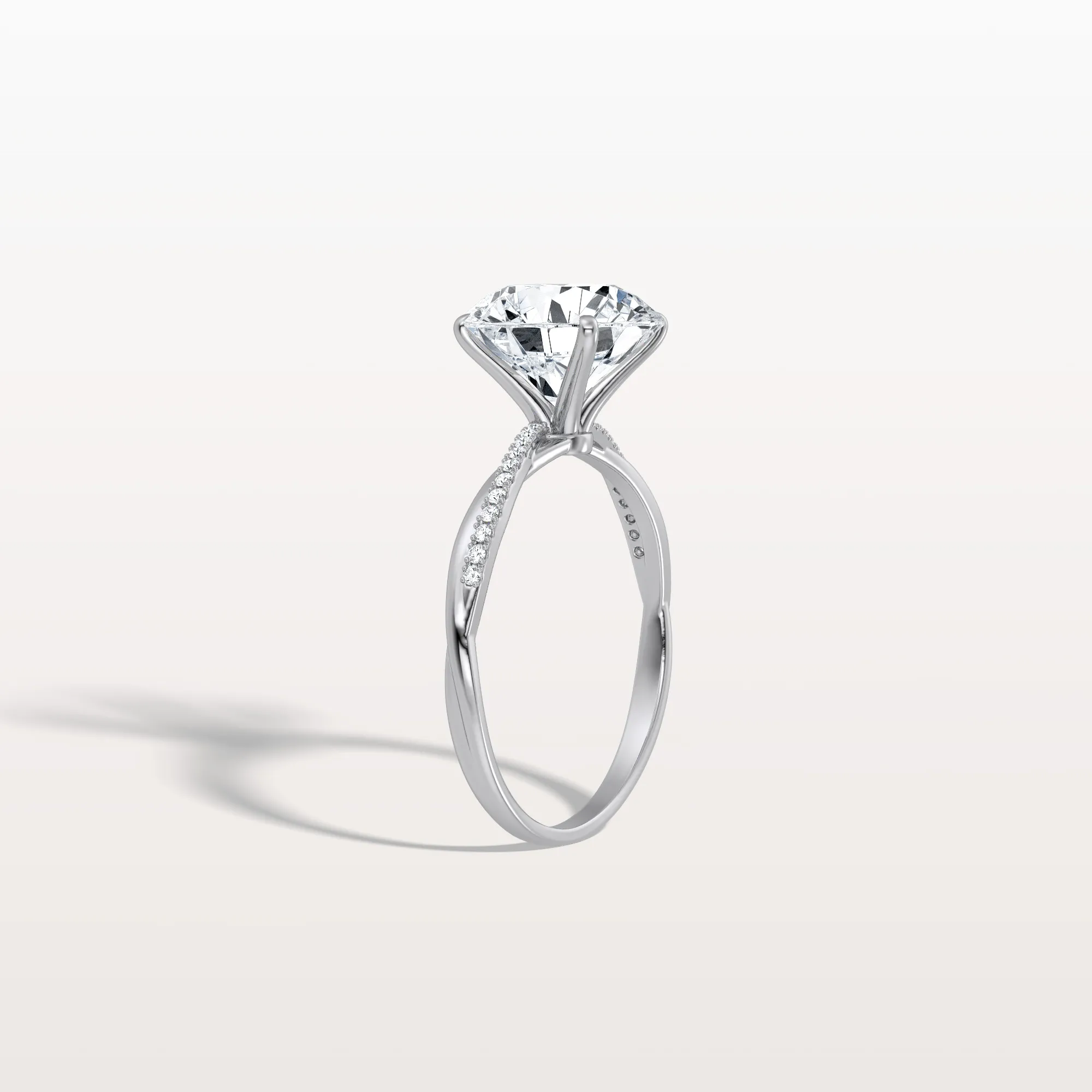 Alina丨3CT Twisted Engagement Ring with Round Lab Grown Diamond - Image 12