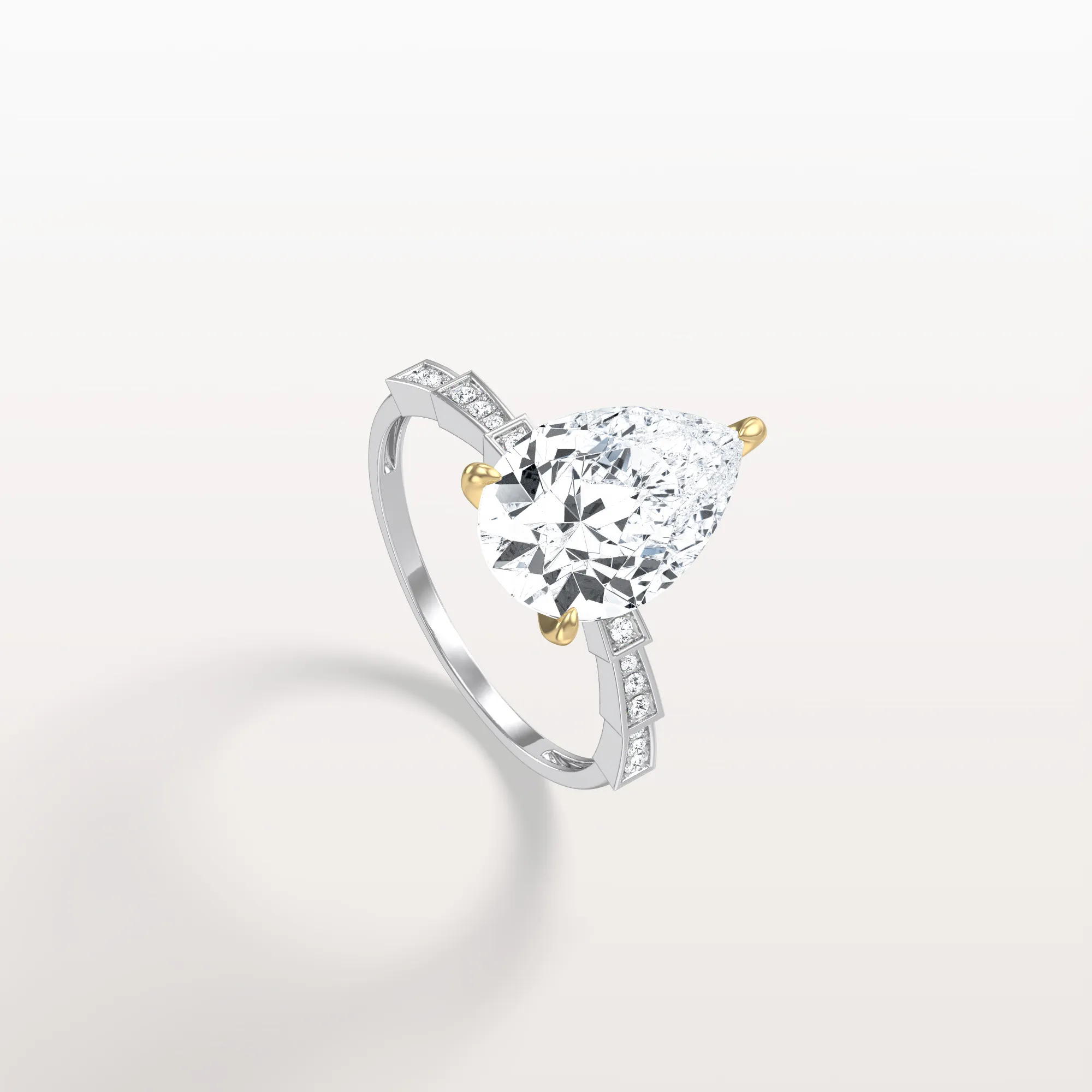 Celeste丨3CT Pear Cut Lab Diamond Hidden Halo Ring-Modern Style - Image 33