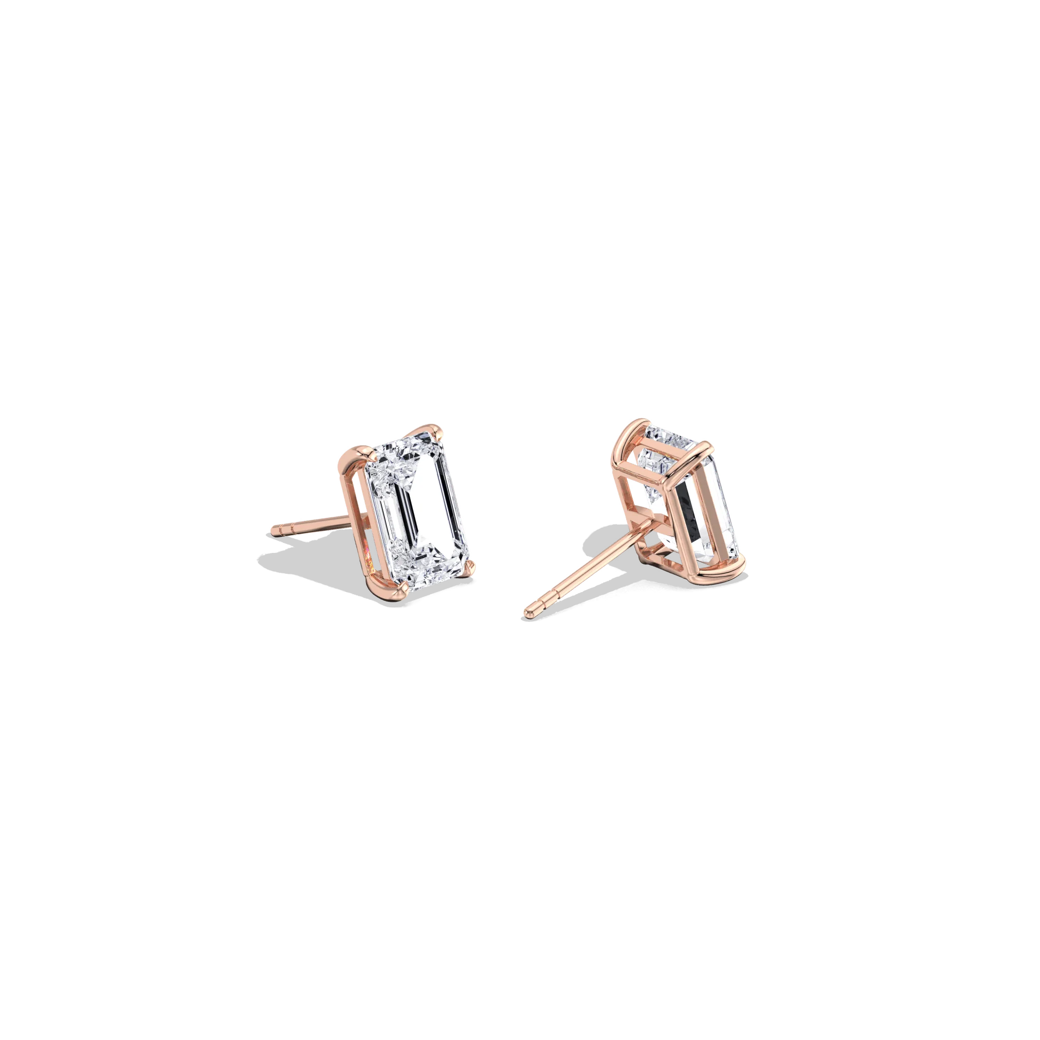4CTW Claw Prong Emerald Lab Grown Diamond IGI Stud Earring - Image 15