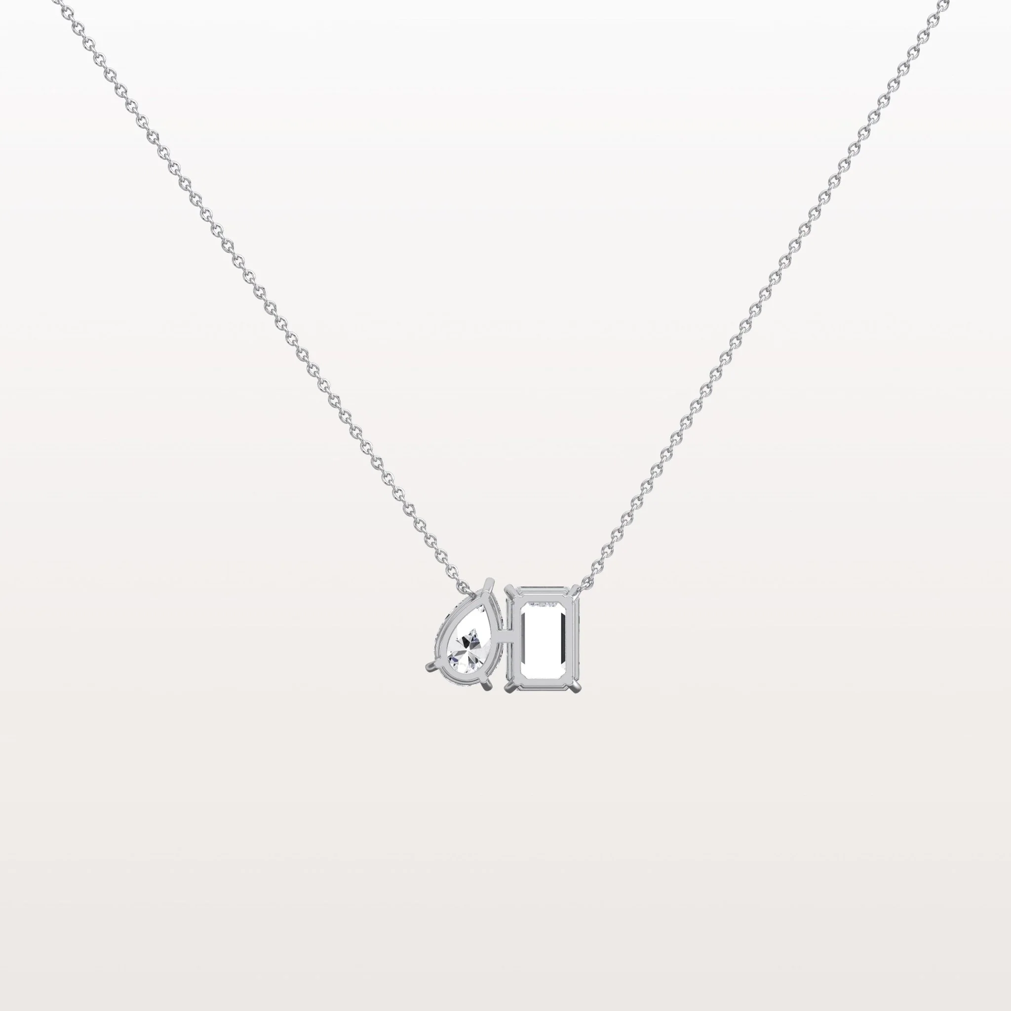 4CTW Emerald and Pear Cut Lab Diamoned Toi et Moi Necklace - Image 12