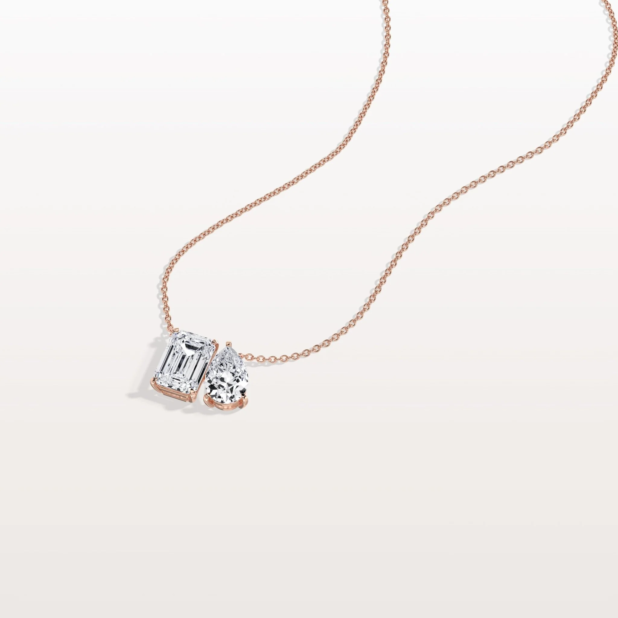 4CTW Emerald and Pear Cut Lab Diamoned Toi et Moi Necklace - Image 17