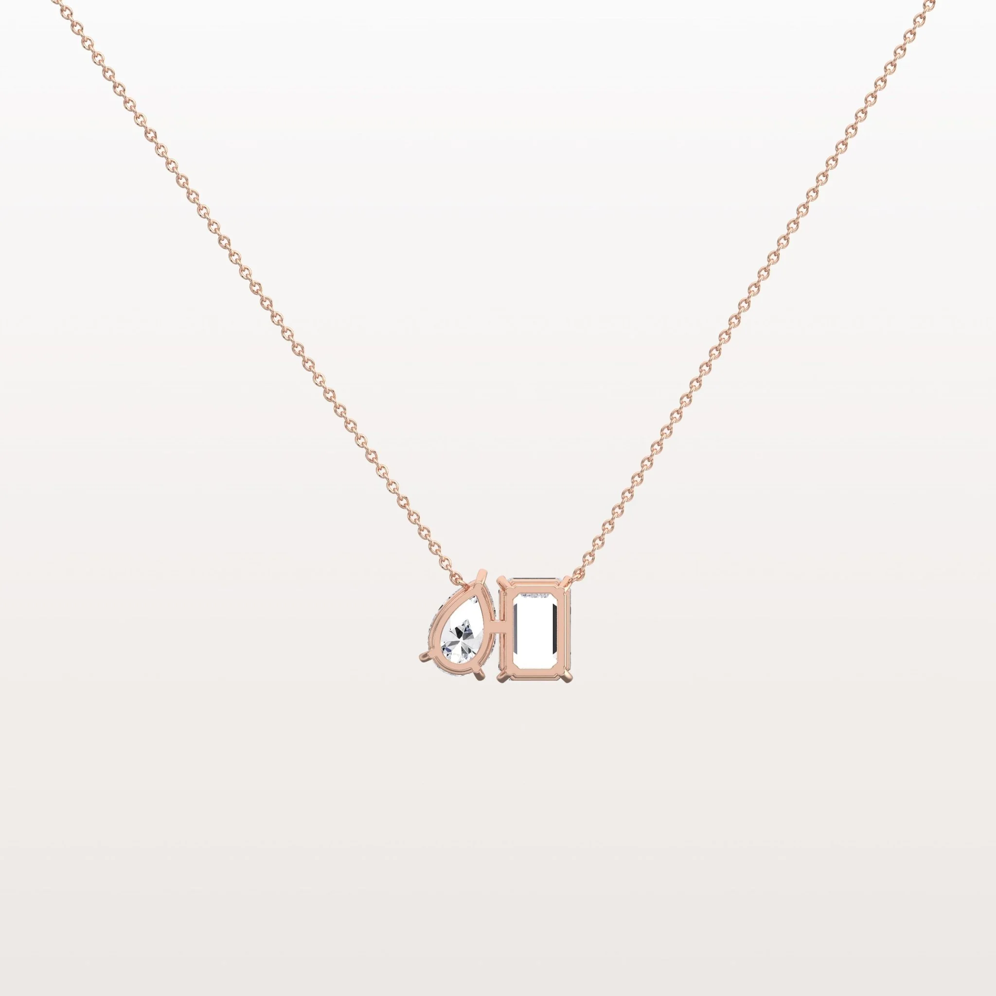 4CTW Emerald and Pear Cut Lab Diamoned Toi et Moi Necklace - Image 18