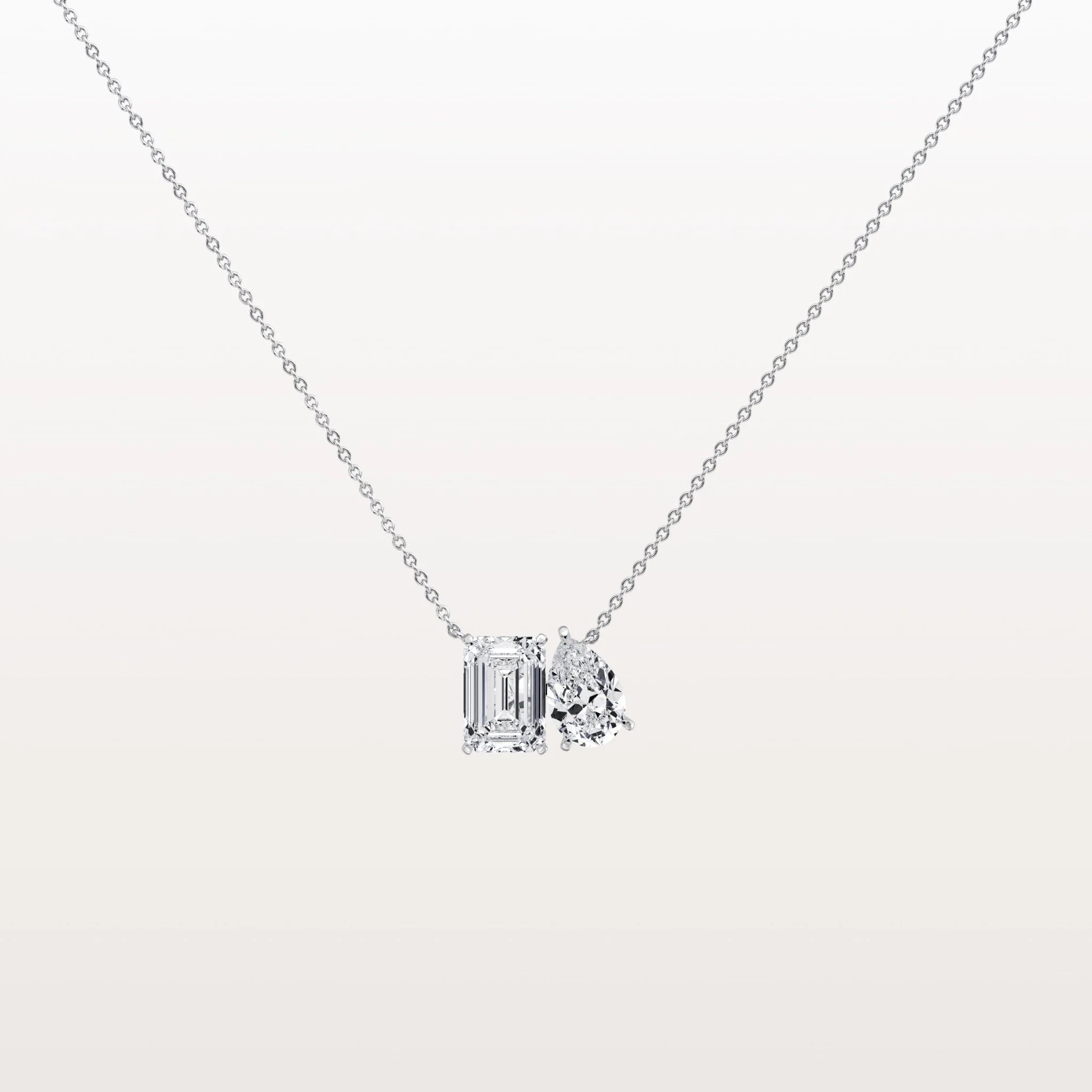 4CTW Emerald and Pear Cut Lab Diamoned Toi et Moi Necklace - Image 20