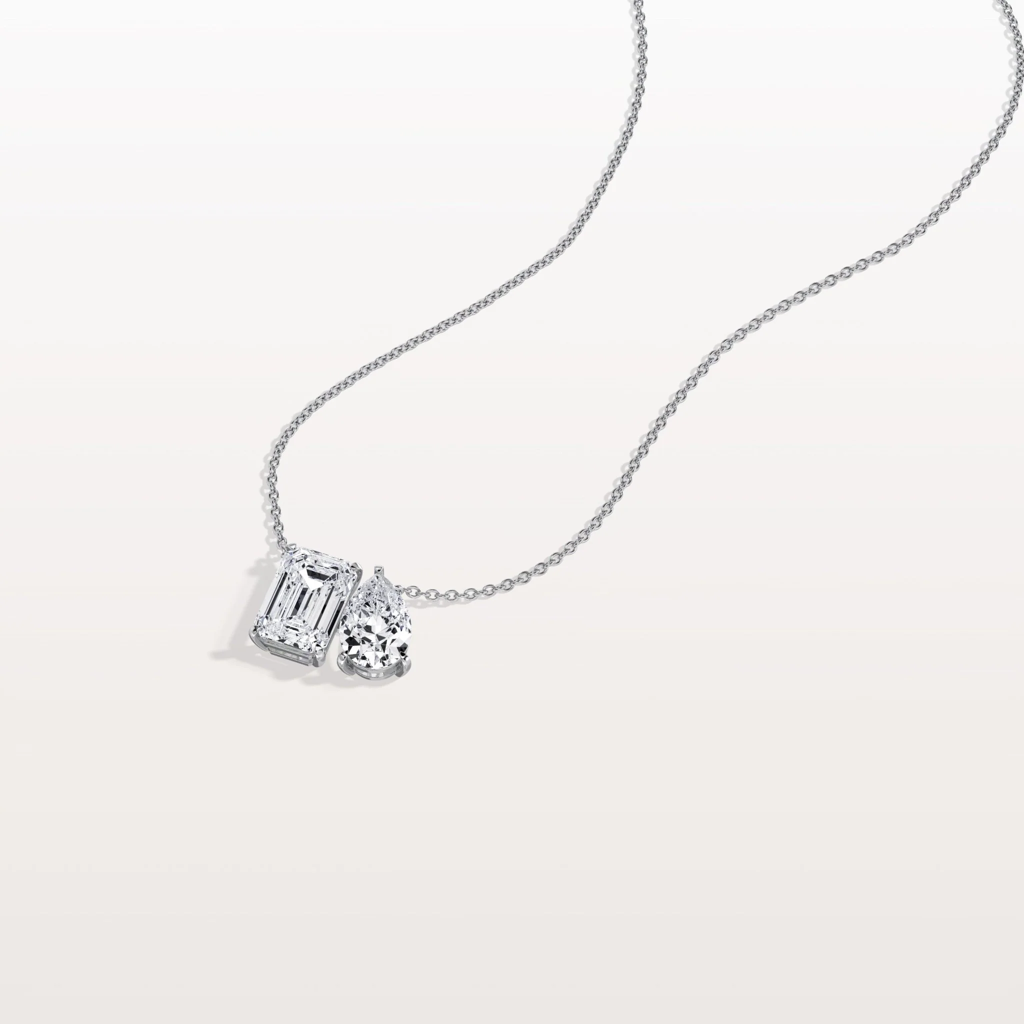 4CTW Emerald and Pear Cut Lab Diamoned Toi et Moi Necklace - Image 23