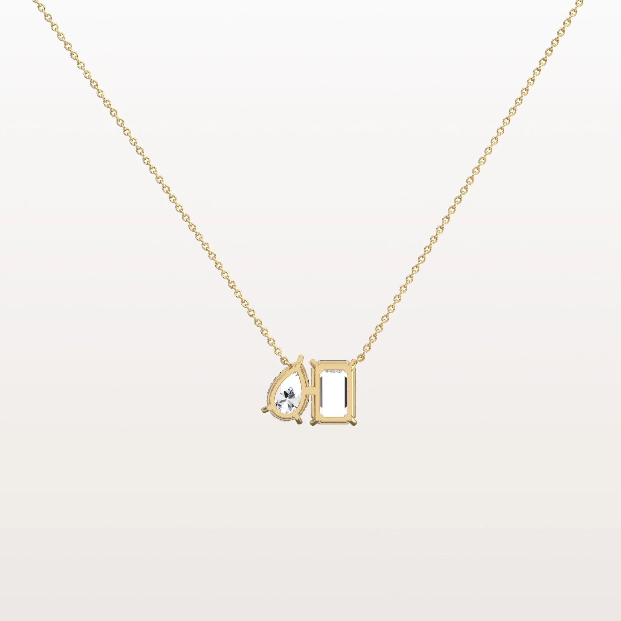 4CTW Emerald and Pear Cut Lab Diamoned Toi et Moi Necklace - Image 5