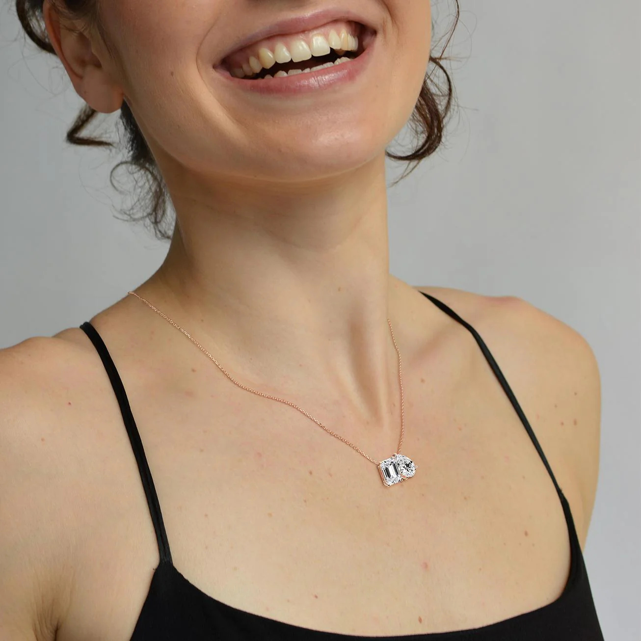 6CTW Emerald and Pear Cut Lab Diamond Toi et Moi Necklace - Image 18