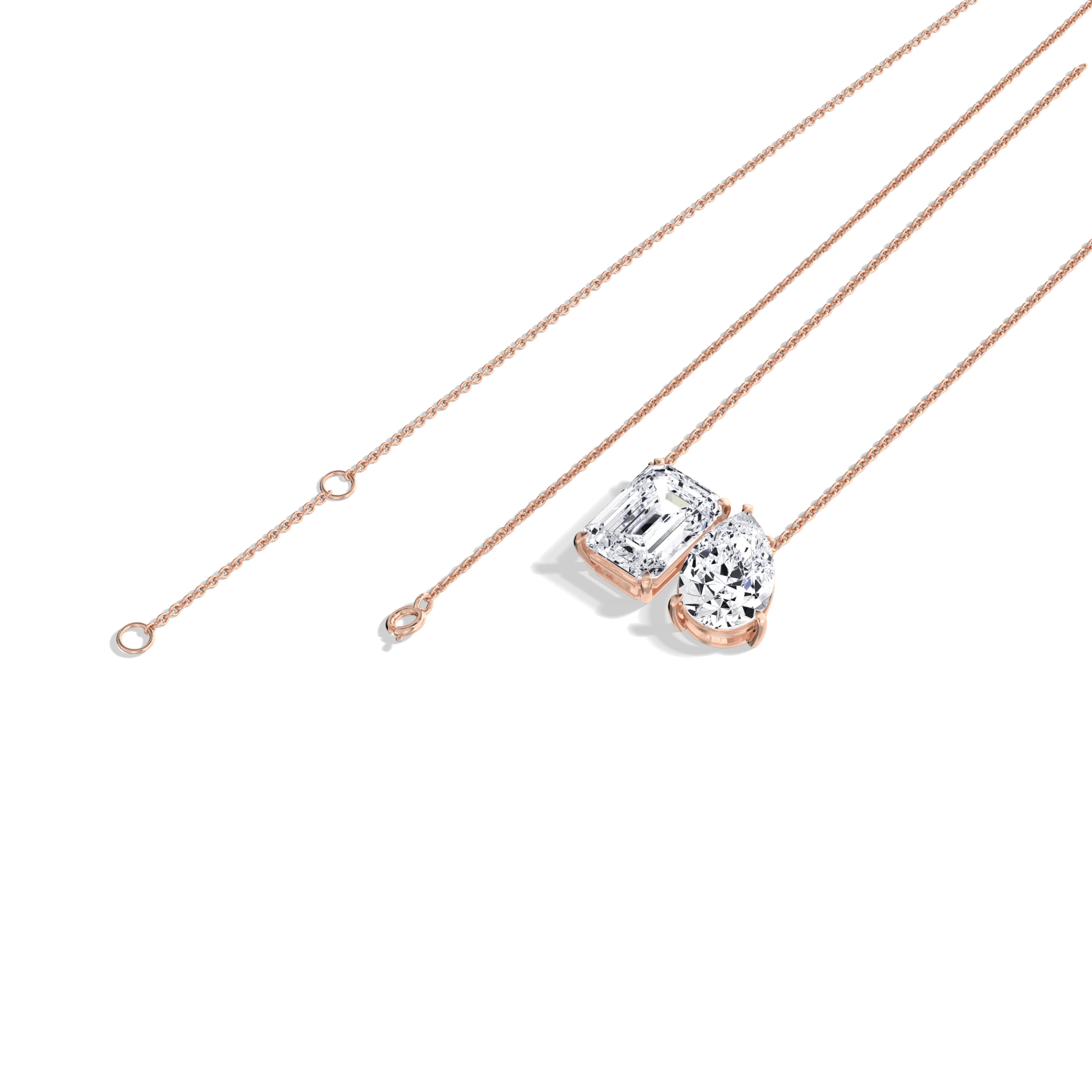 6CTW Emerald and Pear Cut Lab Diamond Toi et Moi Necklace - Image 19
