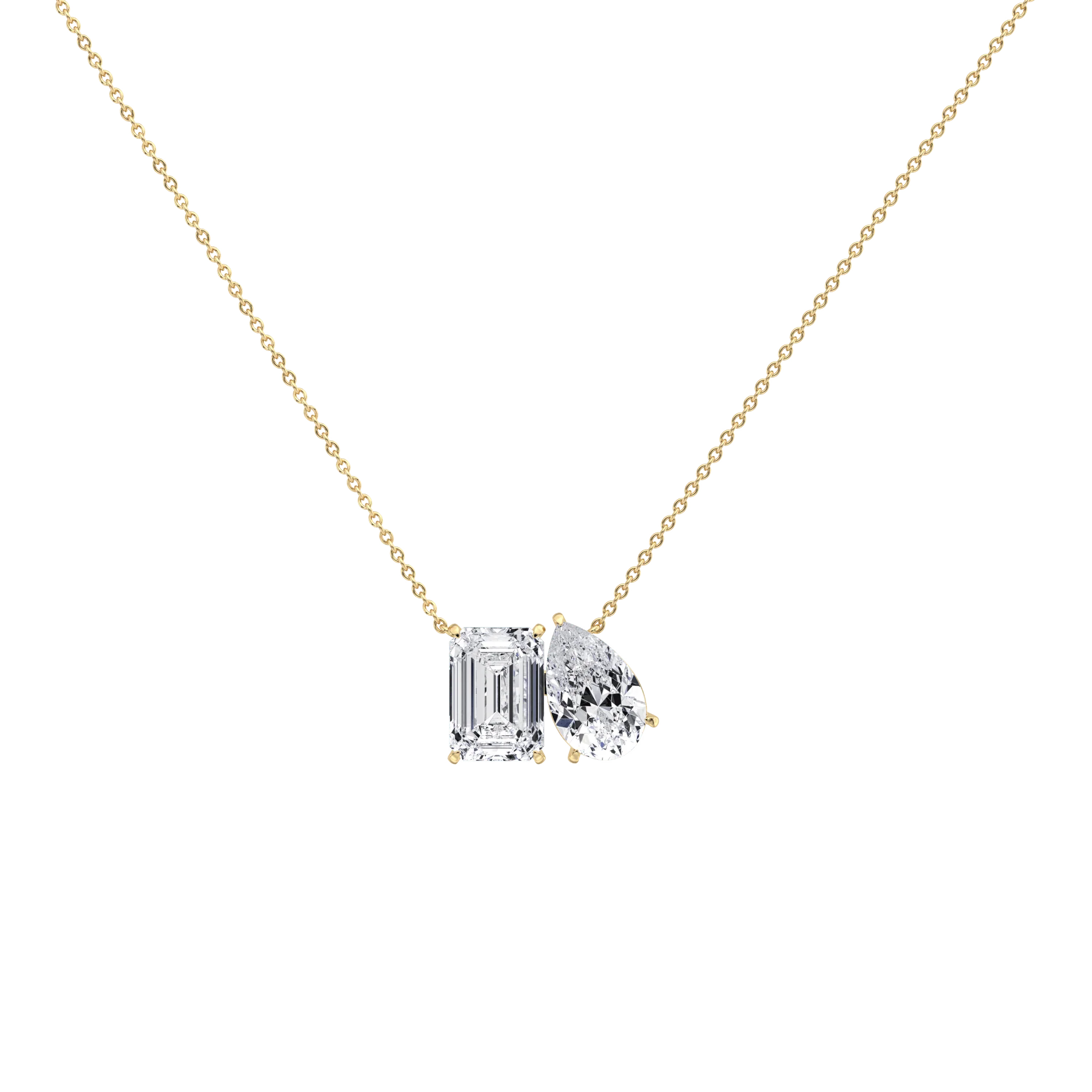 6CTW Emerald and Pear Cut Lab Diamond Toi et Moi Necklace - Image 9