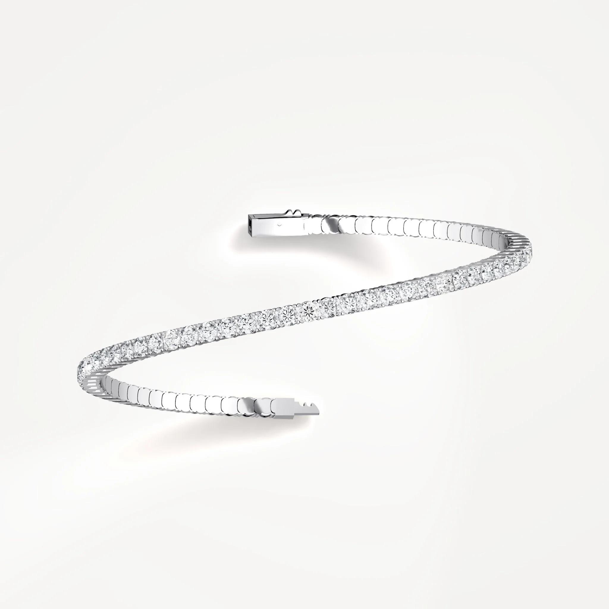 925 Sterling Silver Moissanite Flexible Bangle Bracelet - Image 5