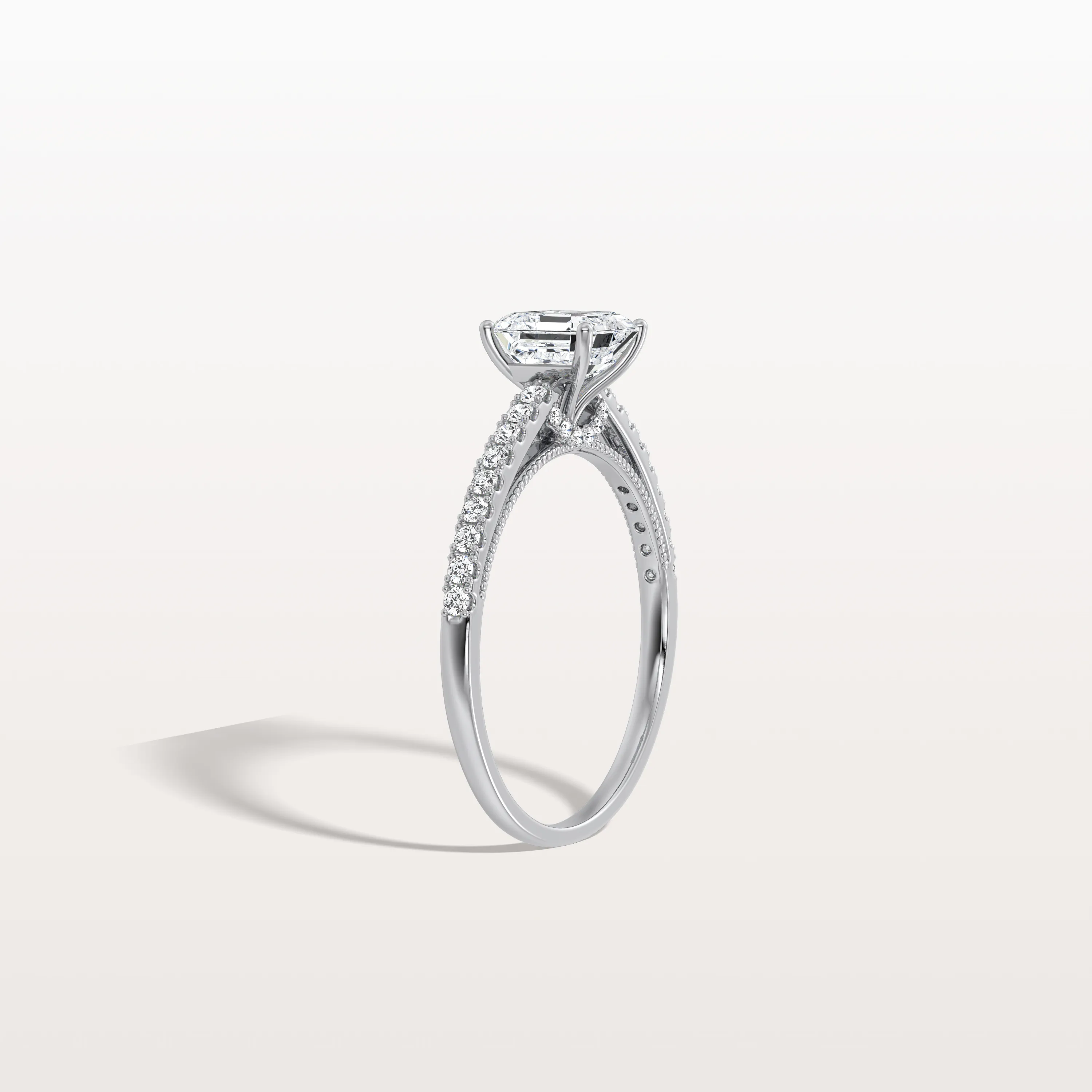 Thea丨Asscher Cut Pave Solitaire 1CT Lab Grown Engagement Ring - Image 15