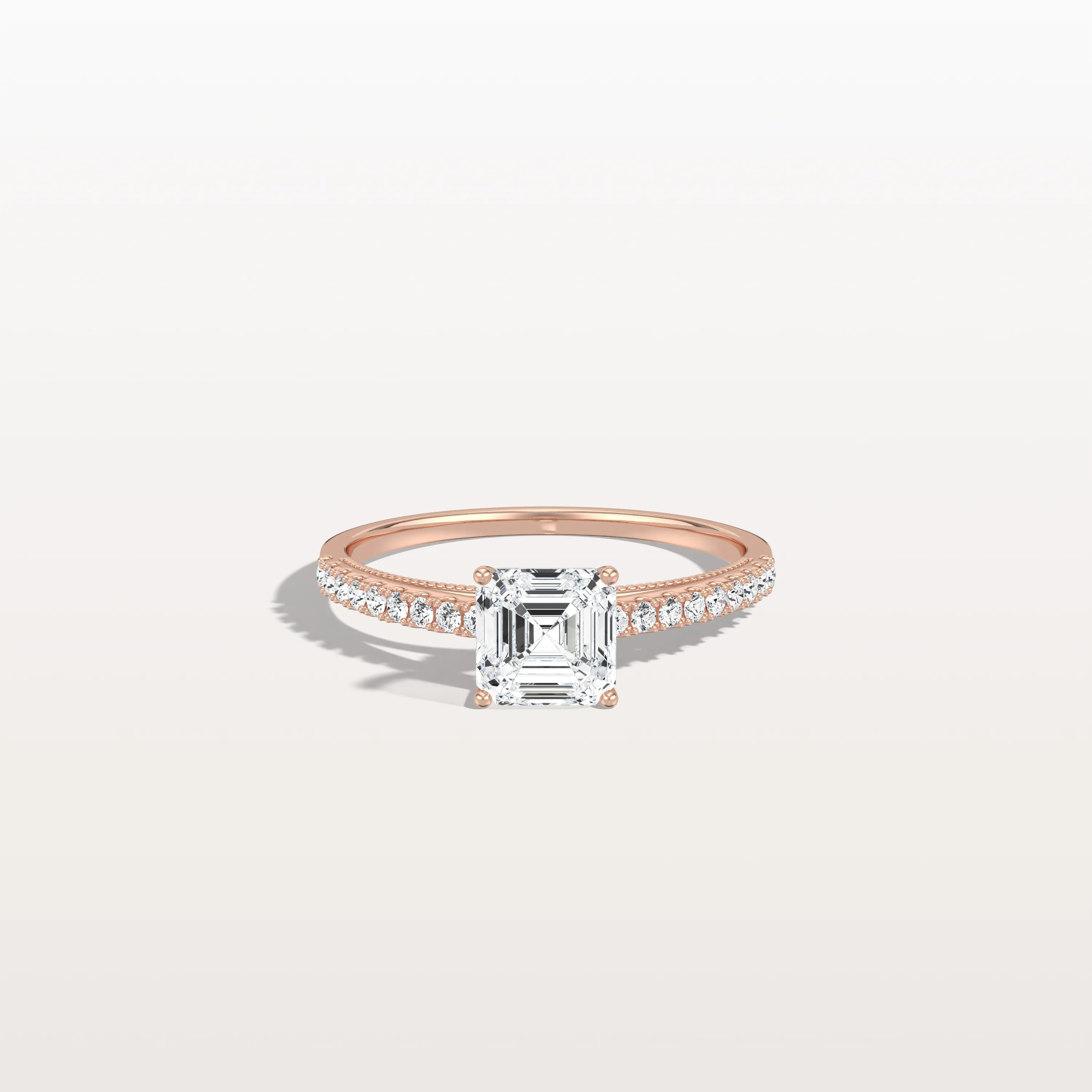 Thea丨Asscher Cut Pave Solitaire 1CT Lab Grown Engagement Ring - Image 16